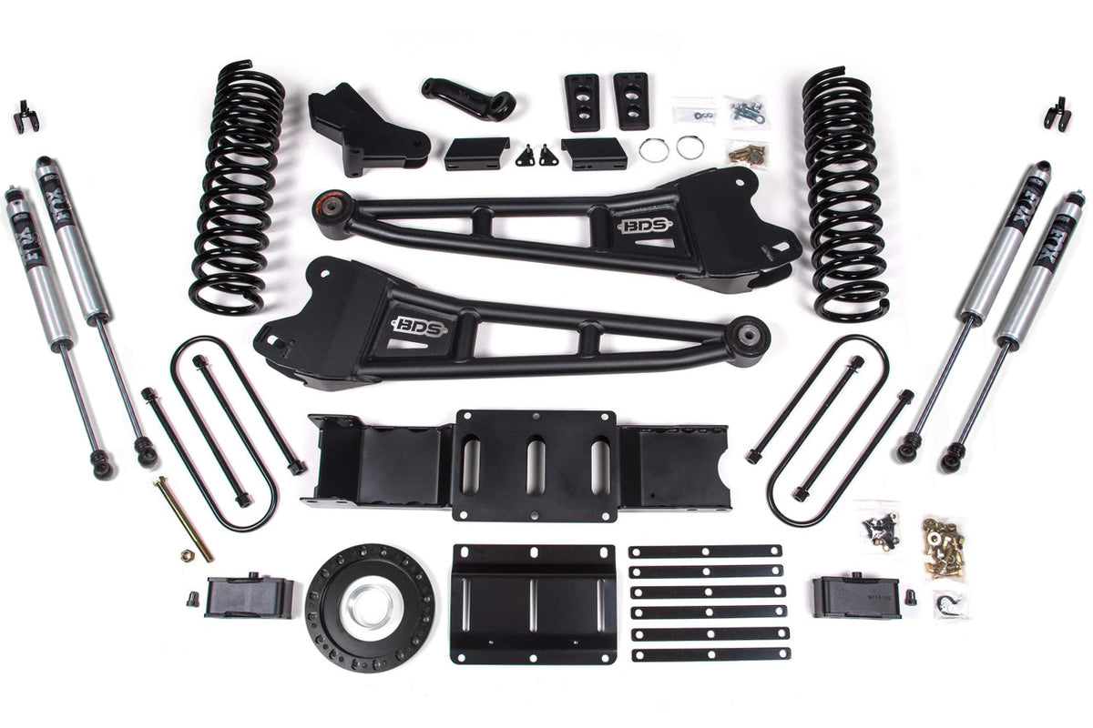 4 Inch Lift Kit w/ Radius Arm 2 Inch Rear Block Ram 3500 19-24 4WD Diesel - Without Factory Rear Overload Leaf / 6 Bolt / FOX 2.0 Performance Series