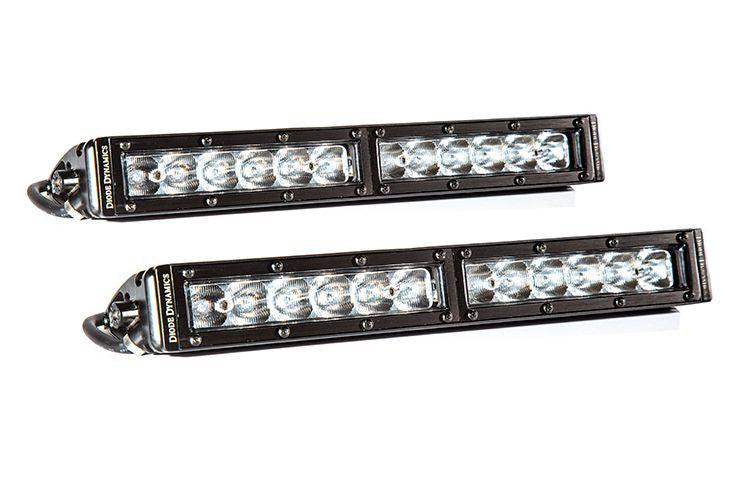 Diode Dynamics 12 Inch LED Light Bar Single Row Straight Clear Driving Pair Stage Series - Apollo Off-Road