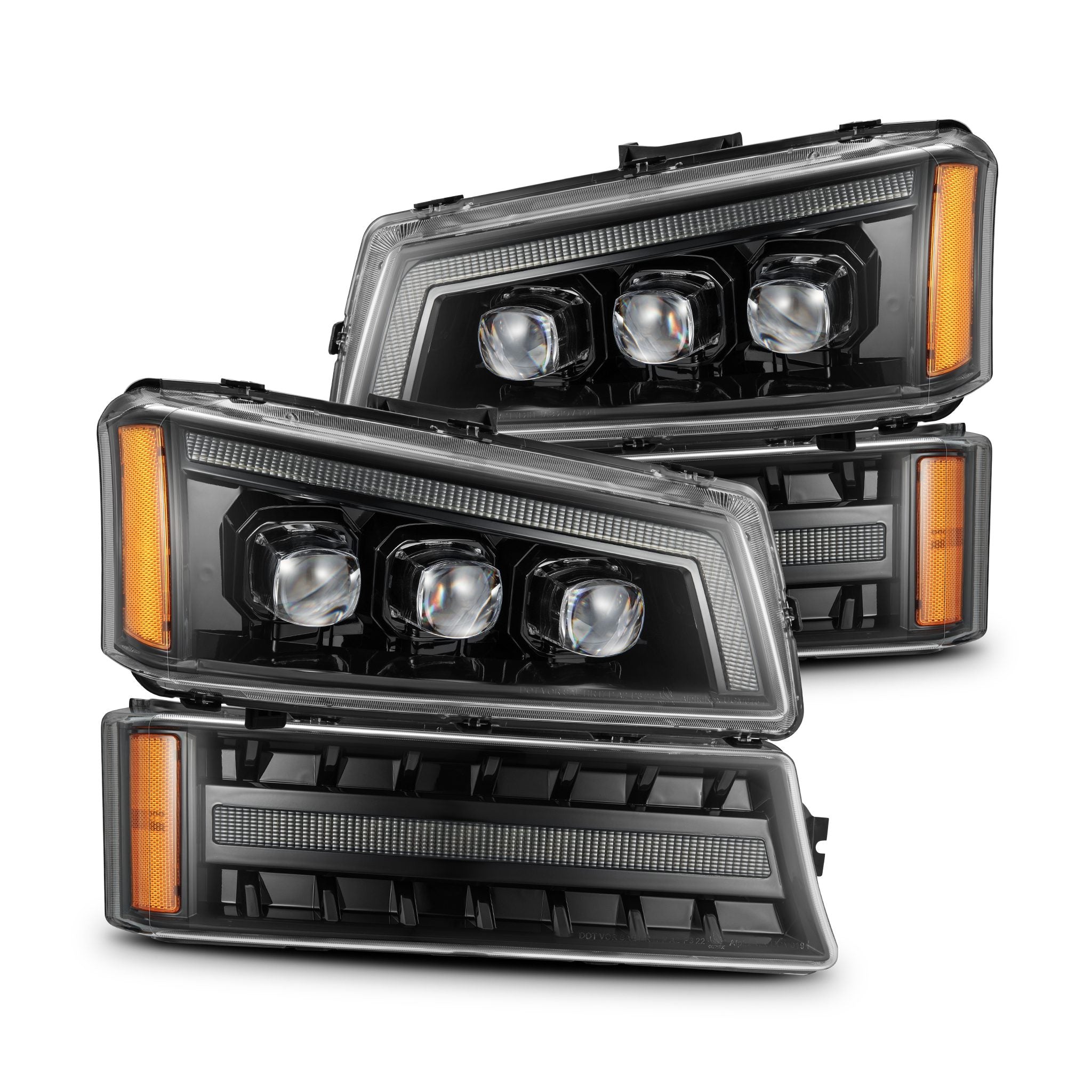 03-06 Chevrolet Silverado/02-06 Avalanche NOVA-Series Projector Headlights Alpha-Black - Apollo Off-Road