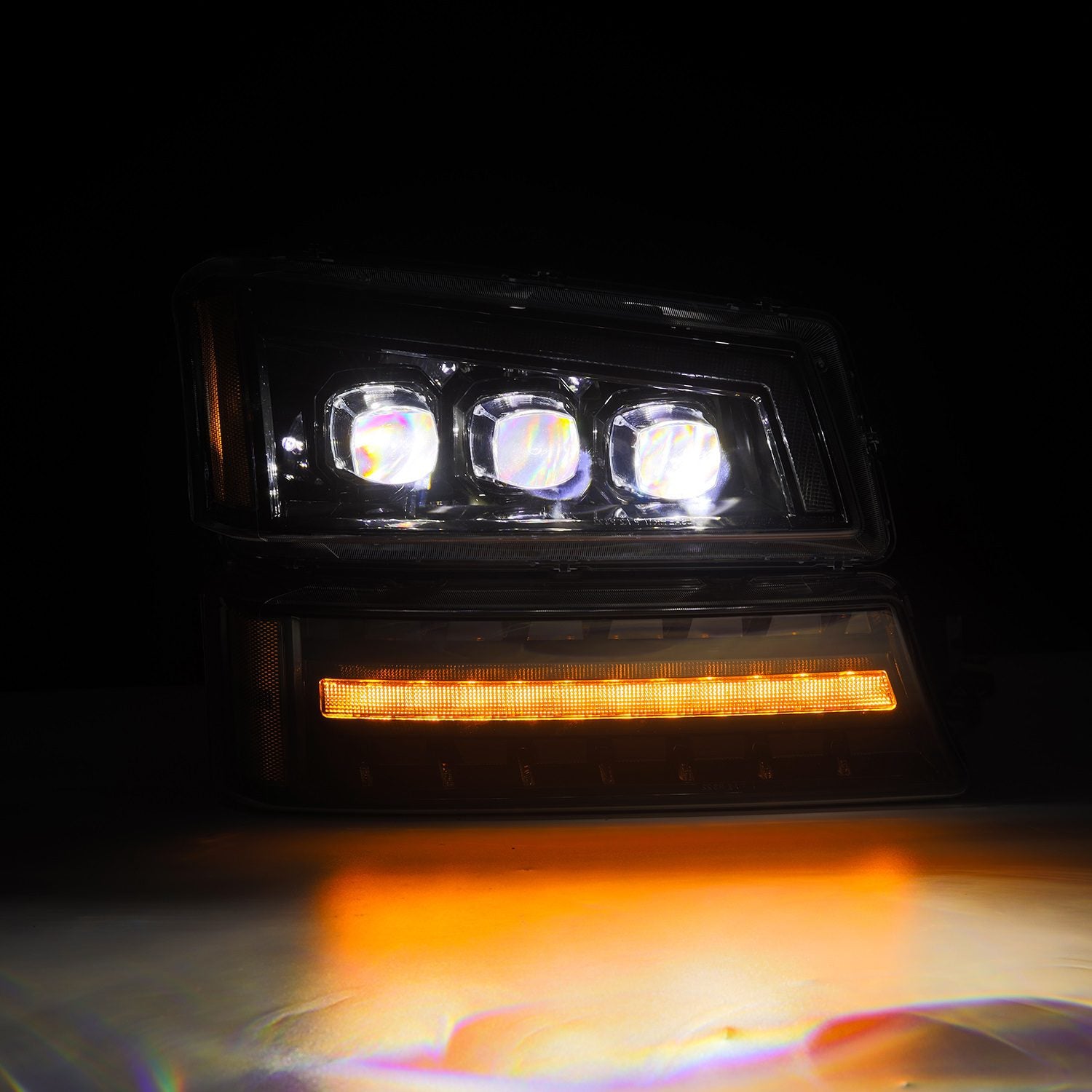 03-06 Chevrolet Silverado/02-06 Avalanche NOVA-Series Projector Headlights Alpha-Black - Apollo Off-Road