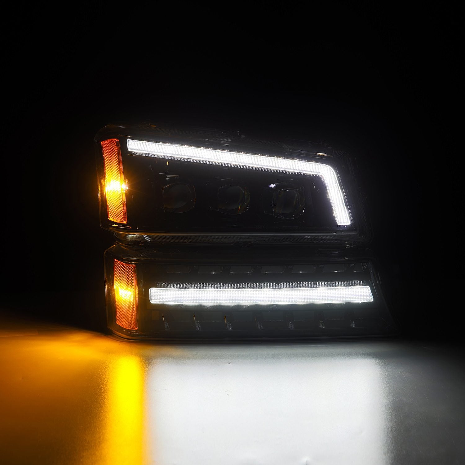 03-06 Chevrolet Silverado/02-06 Avalanche NOVA-Series Projector Headlights Alpha-Black - Apollo Off-Road