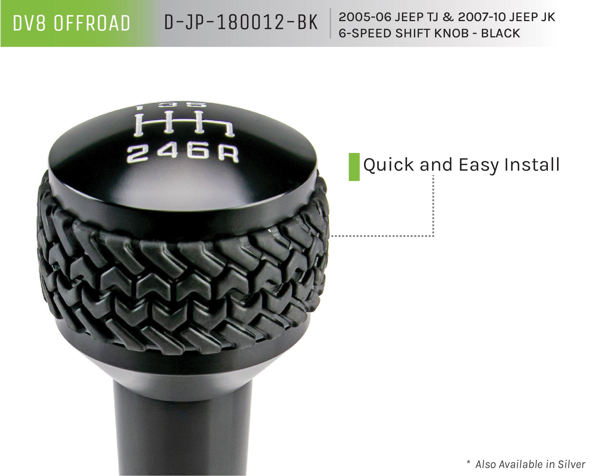 05-06 Jeep TJ/07-10 Jeep JK 6-Speed Shift Knob; Black - Apollo Off-Road