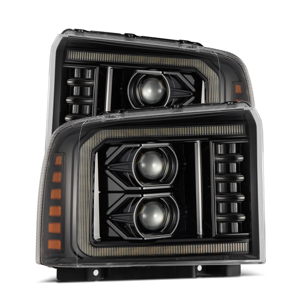 05-07 Ford F-250/350/450/550 Super Duty PRO-Series Halogen Projector Headlights Alpha-Black - Apollo Off-Road