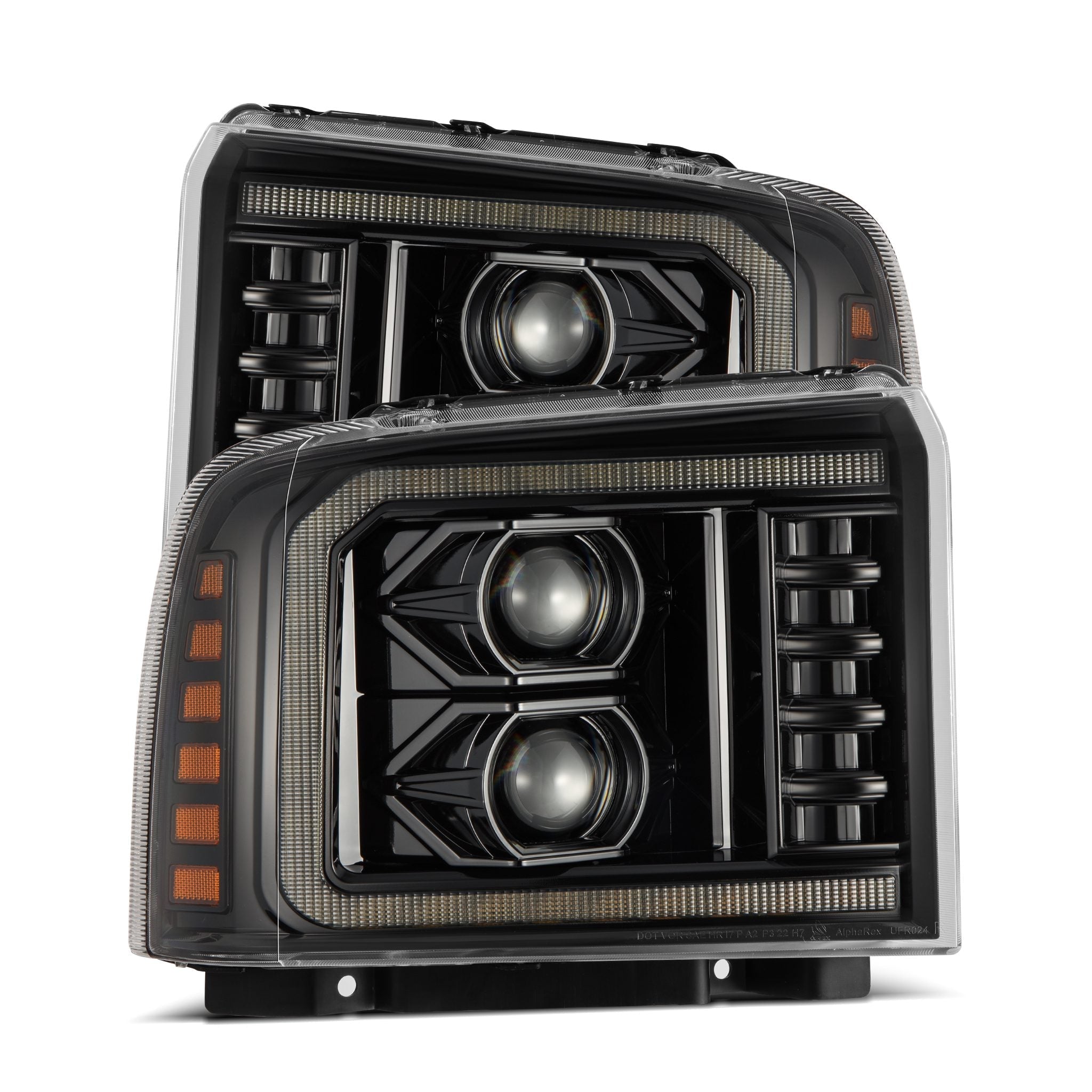 05-07 Ford F-250/350/450/550 Super Duty PRO-Series Halogen Projector Headlights Alpha-Black - Apollo Off-Road