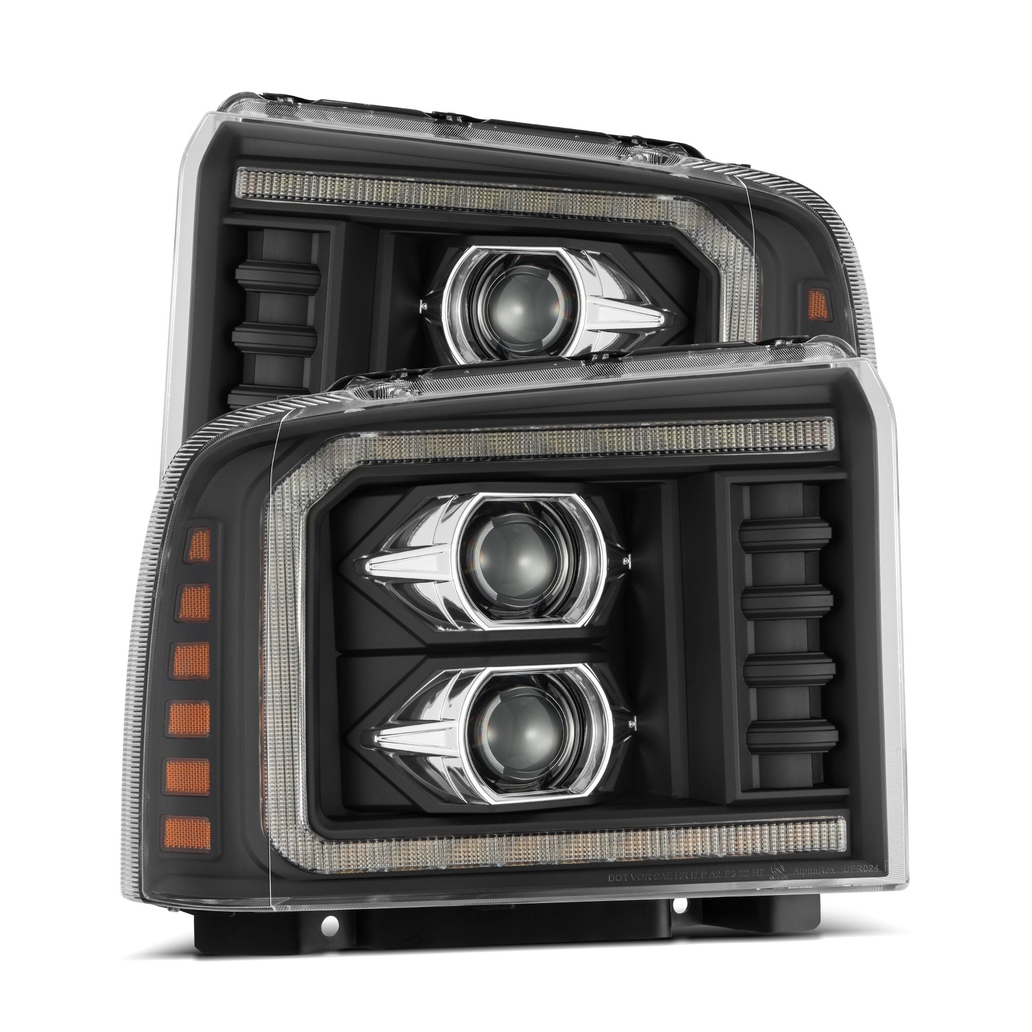 05-07 Ford F-250/350/450/550 Super Duty PRO-Series Halogen Projector Headlights Black - Apollo Off-Road