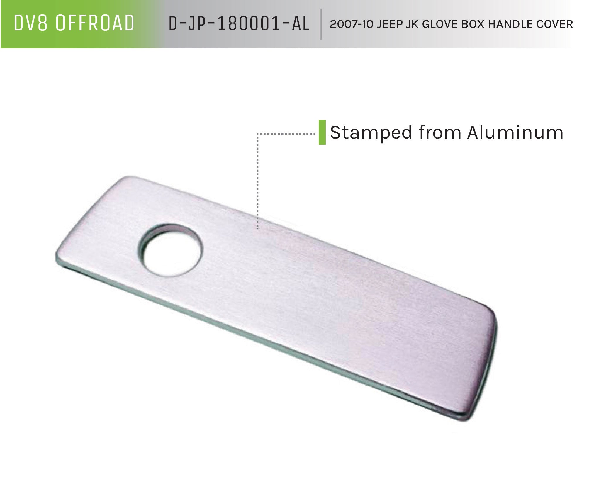 07-10 Jeep JK Glove Box Handle Cover; Silver - Apollo Off-Road