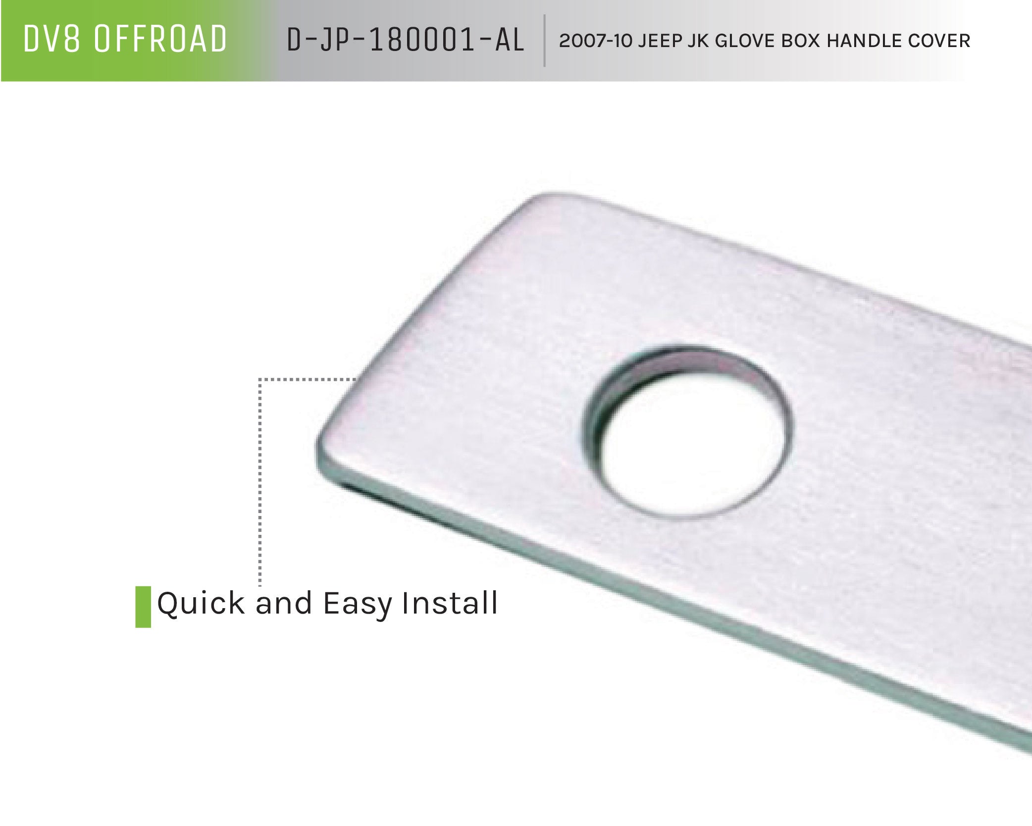 07-10 Jeep JK Glove Box Handle Cover; Silver - Apollo Off-Road