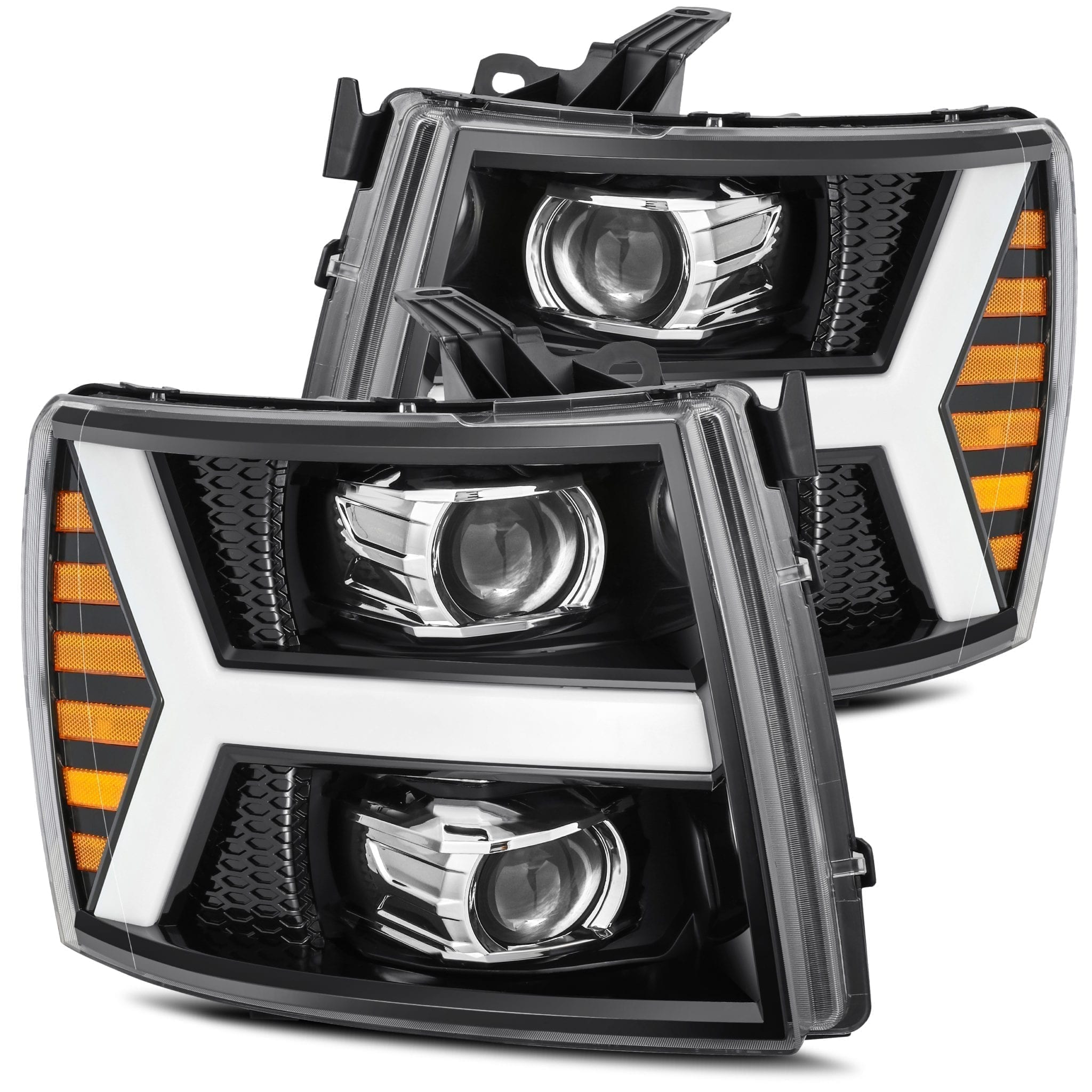 07-13 Chevrolet Silverado LUXX-Series Projector Headlights Jet Black - Apollo Off-Road
