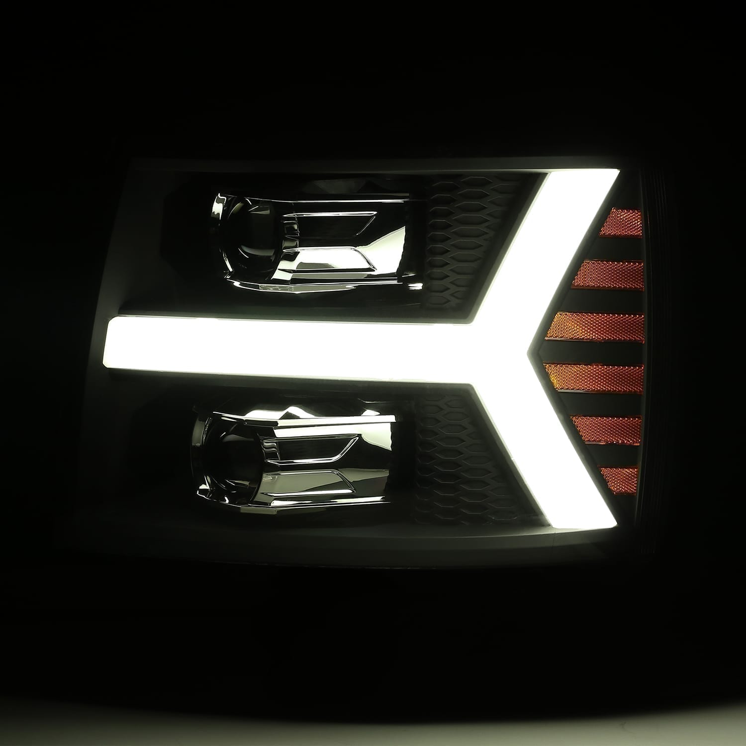 07-13 Chevrolet Silverado LUXX-Series Projector Headlights Jet Black - Apollo Off-Road
