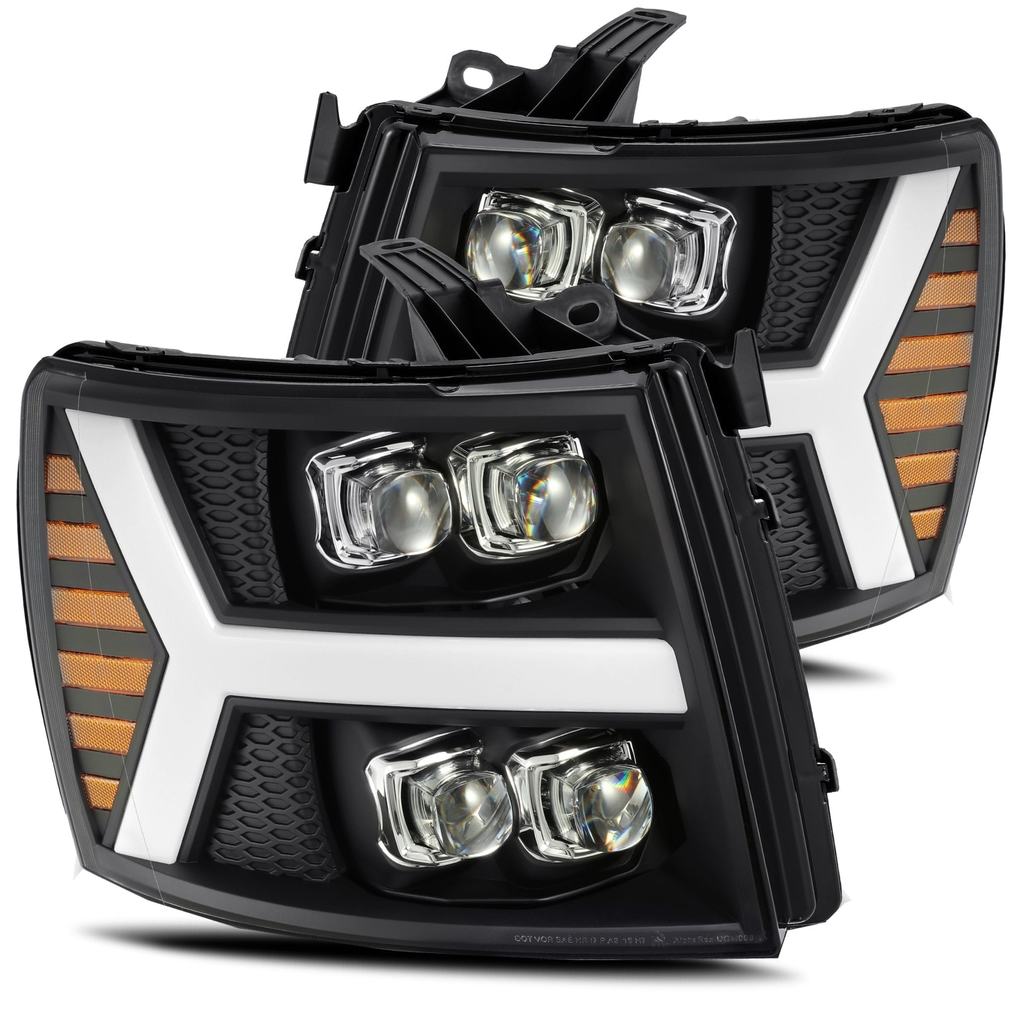 07-13 Chevrolet Silverado NOVA-Series LED Projector Headlights Plank Style Design Black - Apollo Off-Road