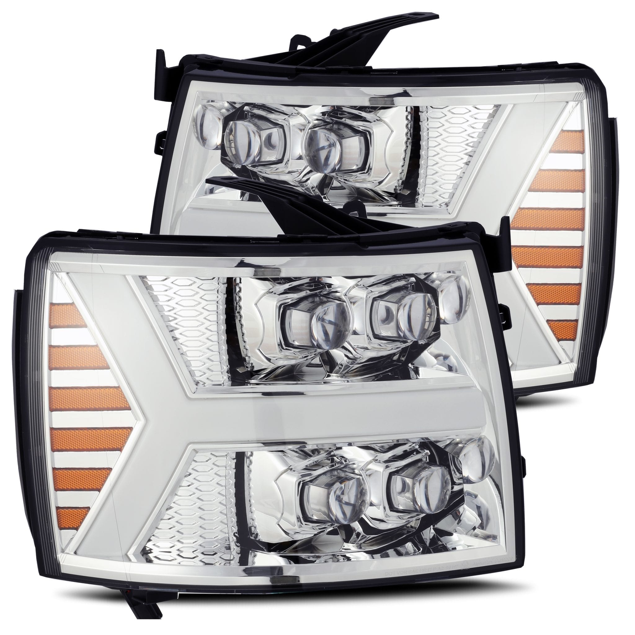 07-13 Chevrolet Silverado NOVA-Series LED Projector Headlights Plank Style Design Chrome - Apollo Off-Road