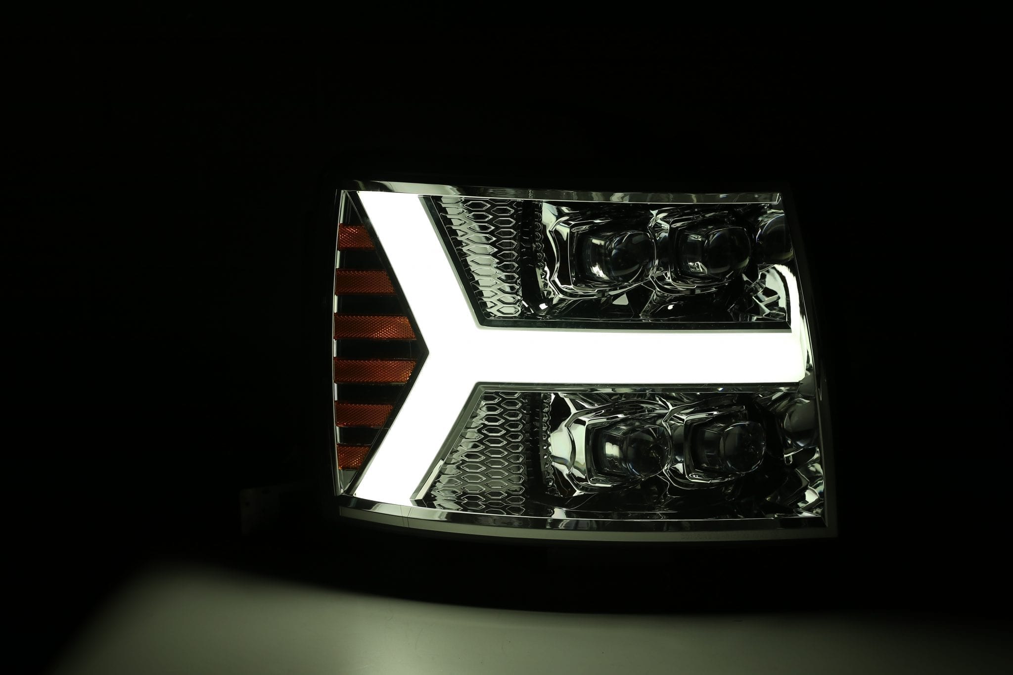 07-13 Chevrolet Silverado NOVA-Series LED Projector Headlights Plank Style Design Chrome - Apollo Off-Road