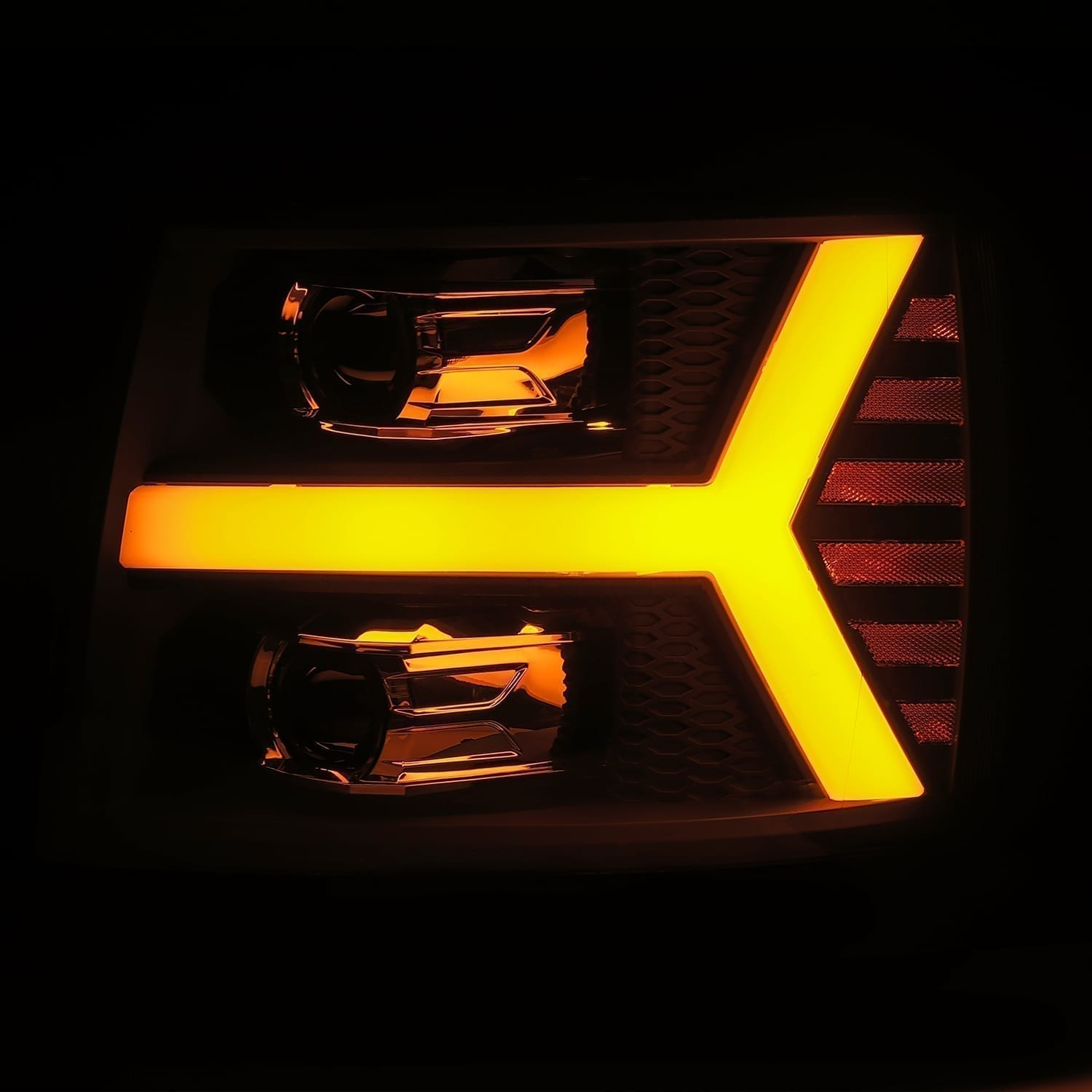 07-13 Chevrolet Silverado PRO-Series Projector Headlights Plank Style Design Gloss Black - Apollo Off-Road