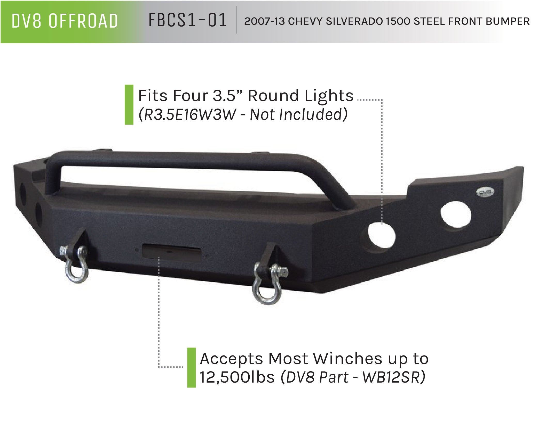 07-13 Chevy Silverado 1500 Truck Front Full Size Bumper - Apollo Off-Road