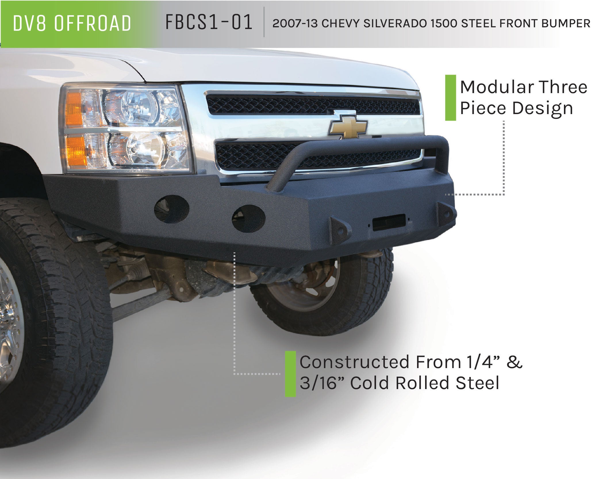 07-13 Chevy Silverado 1500 Truck Front Full Size Bumper - Apollo Off-Road