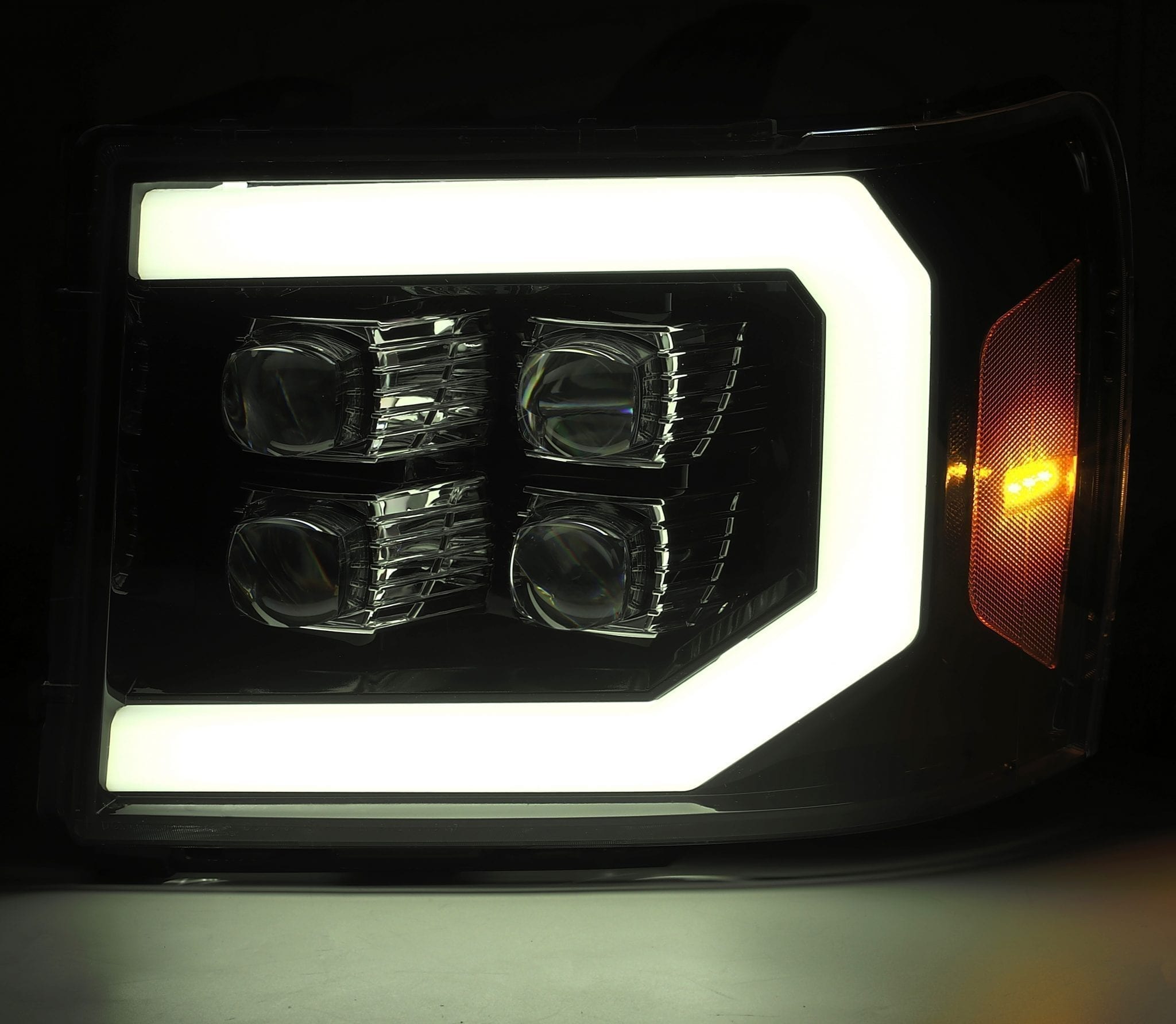 07-13 GMC Sierra NOVA-Series LED Projector Headlights Plank Style Design Gloss Black w/ Activation light and Sequential Signal - Apollo Off-Road