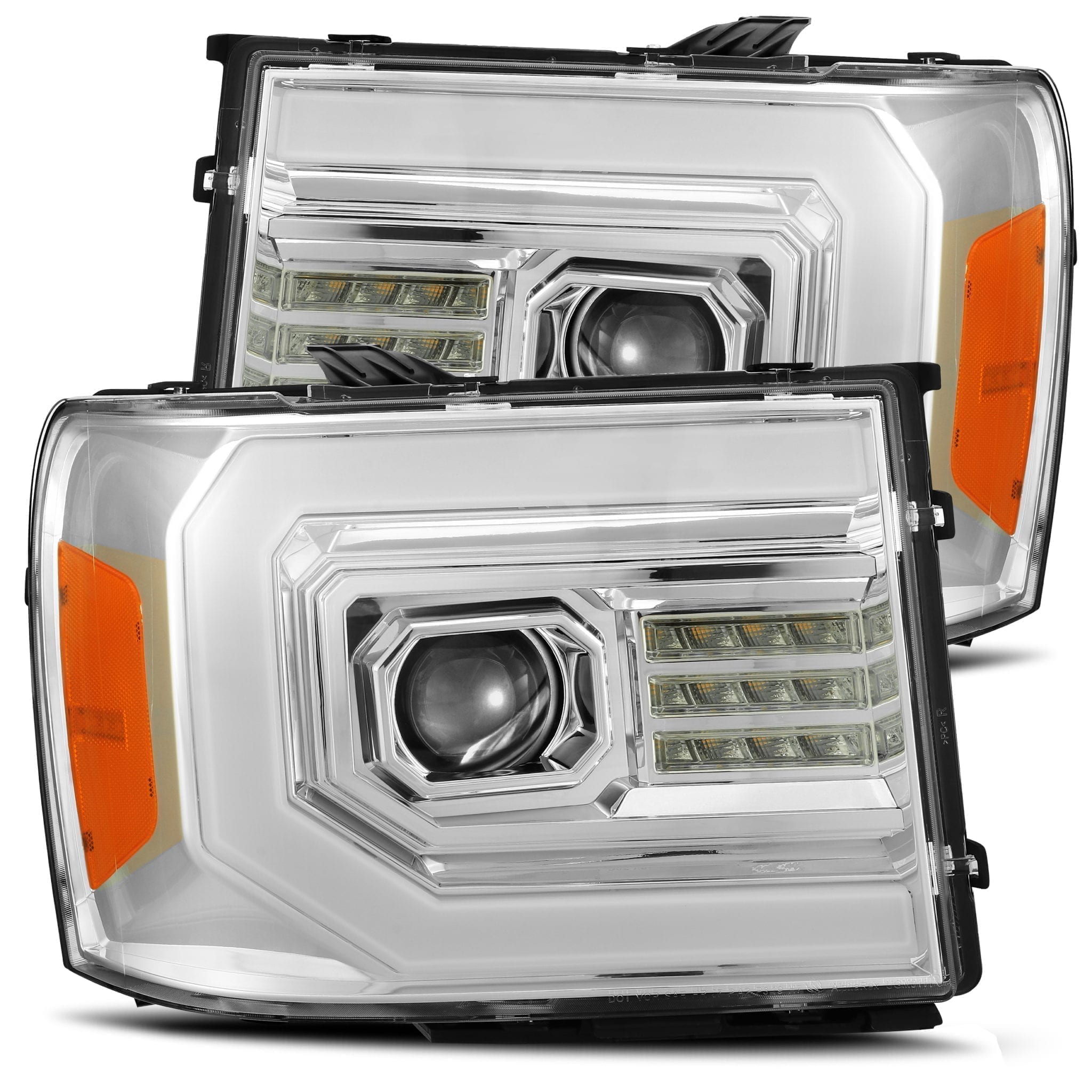 07-13 GMC Sierra PRO-Series Projector Headlights Plank Style Design Chrome - Apollo Off-Road