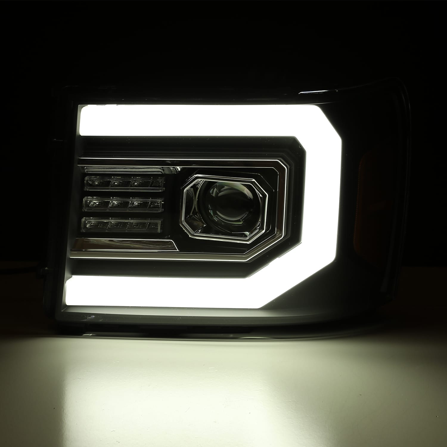 07-13 GMC Sierra PRO-Series Projector Headlights Plank Style Design Matte Black - Apollo Off-Road