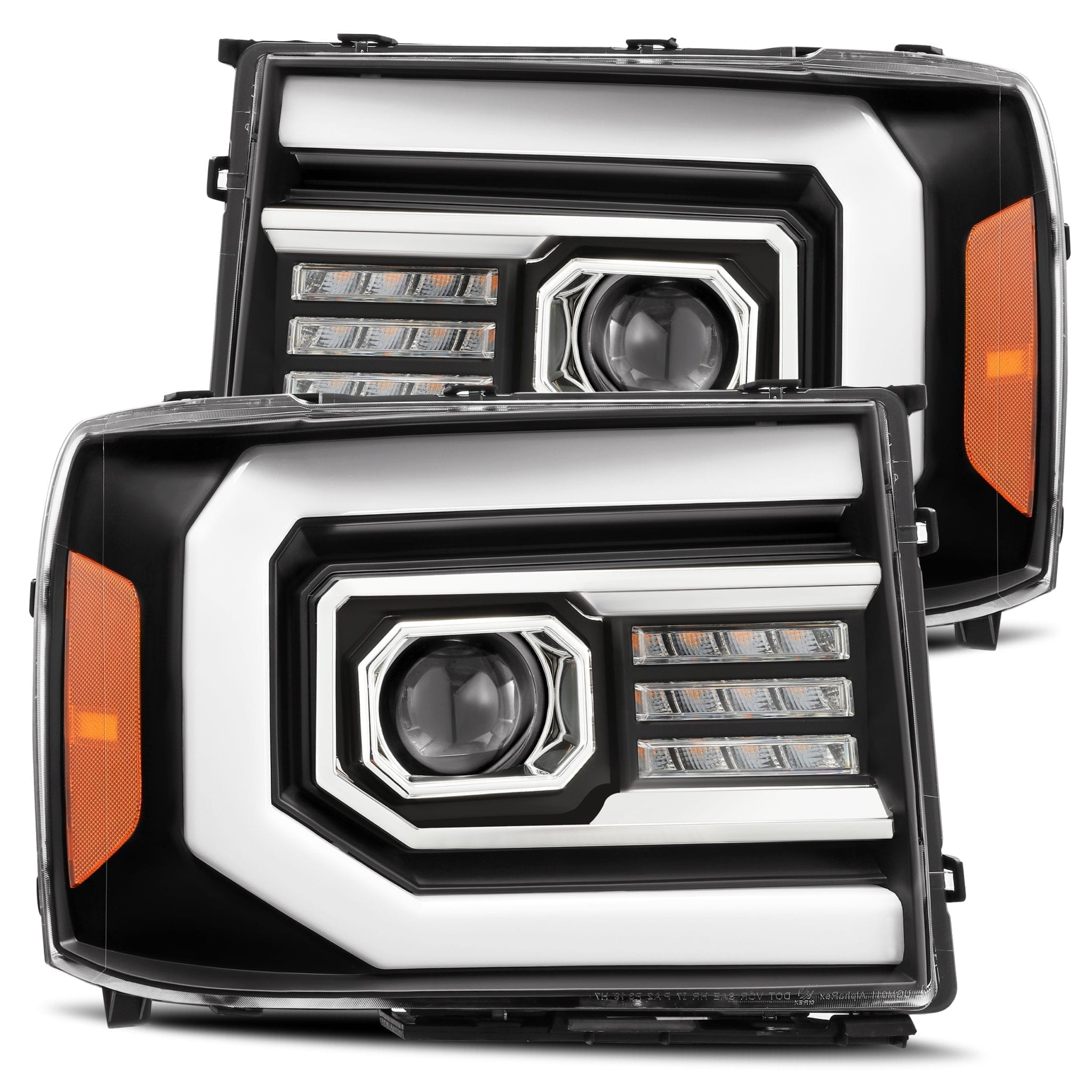 07-13 GMC Sierra PRO-Series Projector Headlights Plank Style Design Matte Black - Apollo Off-Road