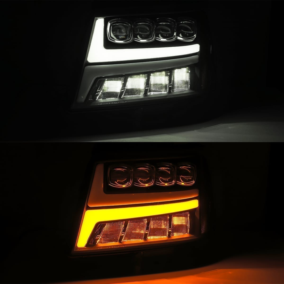 07-14 Chevrolet Tahoe/Suburban/07-13 Avalanche NOVA-Series LED Projector Headlights Plank Style Design Black - Apollo Off-Road