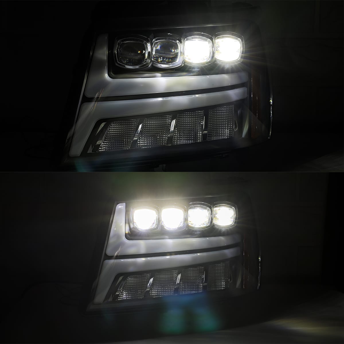 07-14 Chevrolet Tahoe/Suburban/07-13 Avalanche NOVA-Series LED Projector Headlights Plank Style Design Gloss Black - Apollo Off-Road