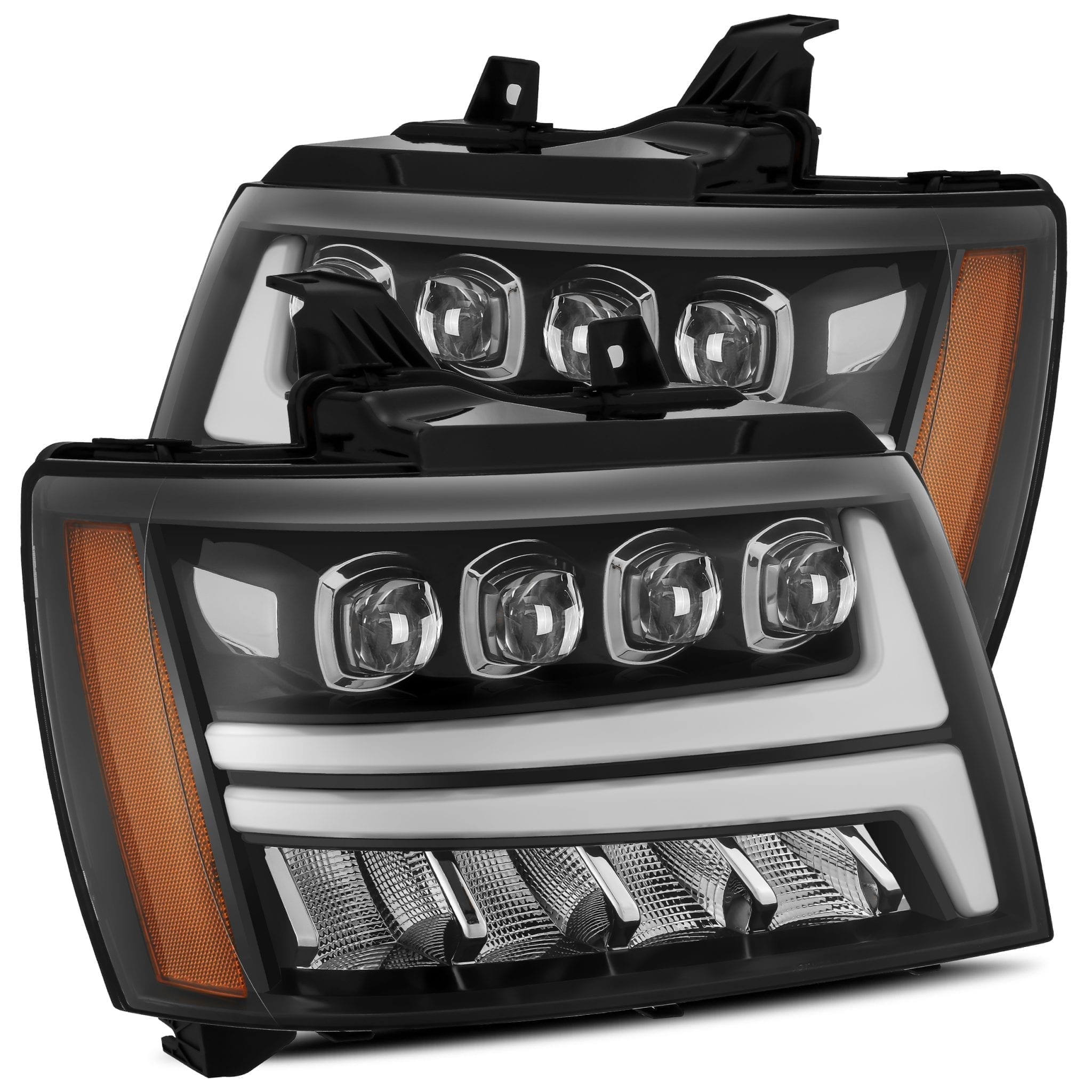 07-14 Chevrolet Tahoe/Suburban/07-13 Avalanche NOVA-Series LED Projector Headlights Plank Style Design Gloss Black - Apollo Off-Road