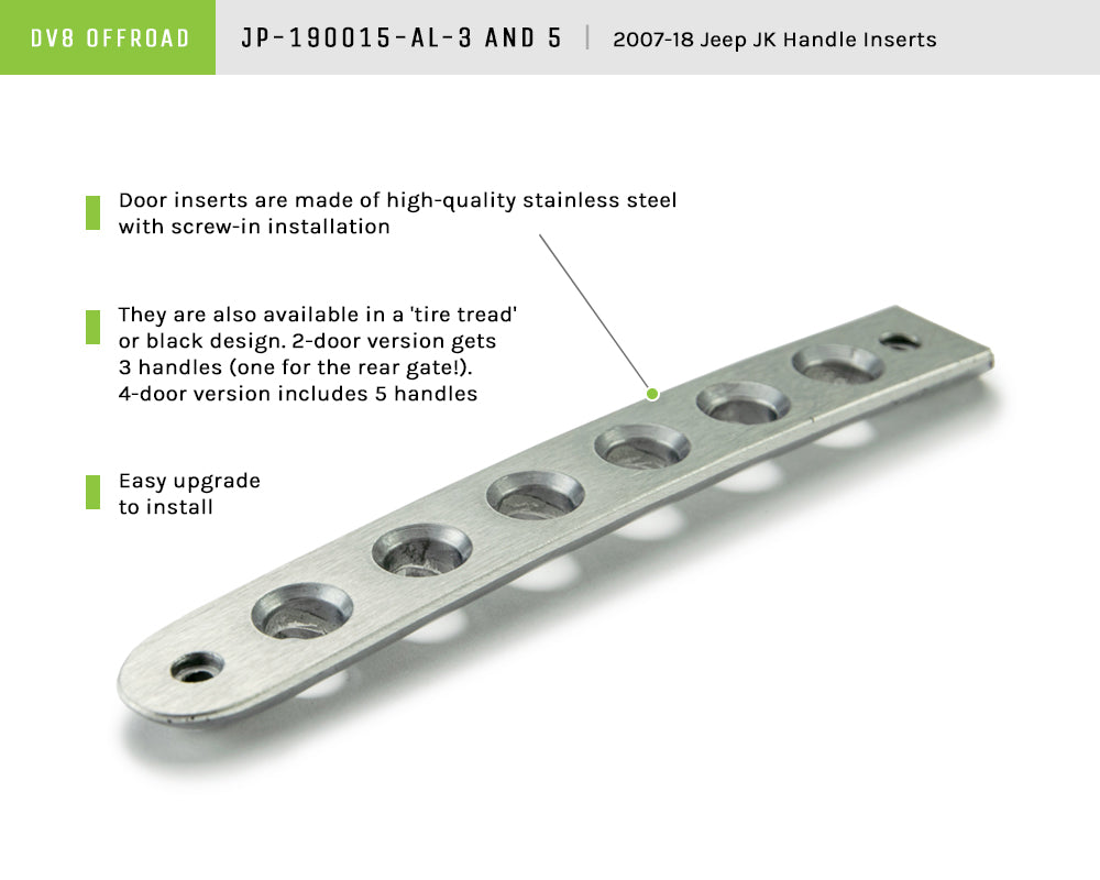 07-18 Jeep JK 2-Door Aluminum Door Handle Inserts; 3-Pieces - Apollo Off-Road