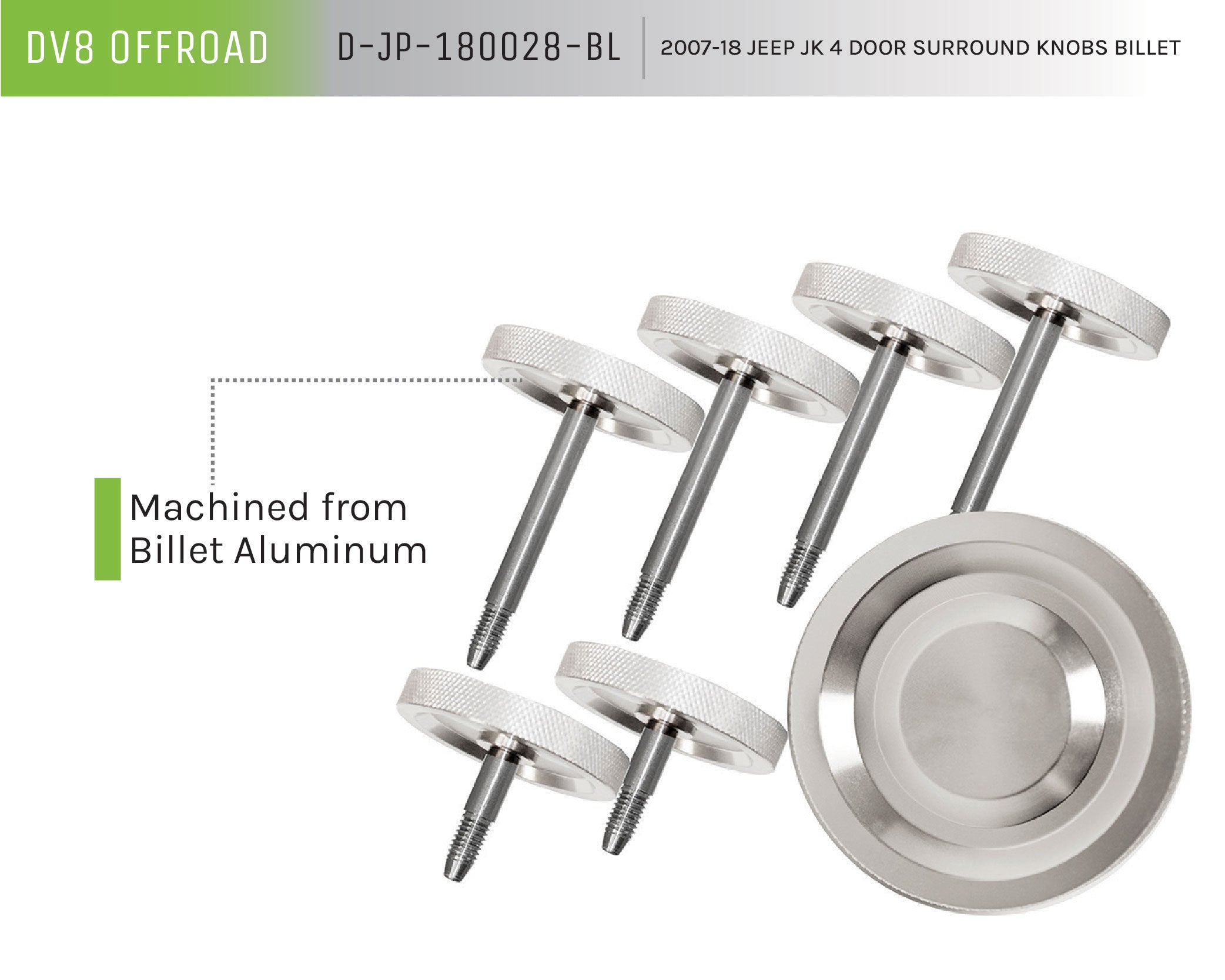 07-18 Jeep JK 4-Door Surround Knobs; Billet - Apollo Off-Road