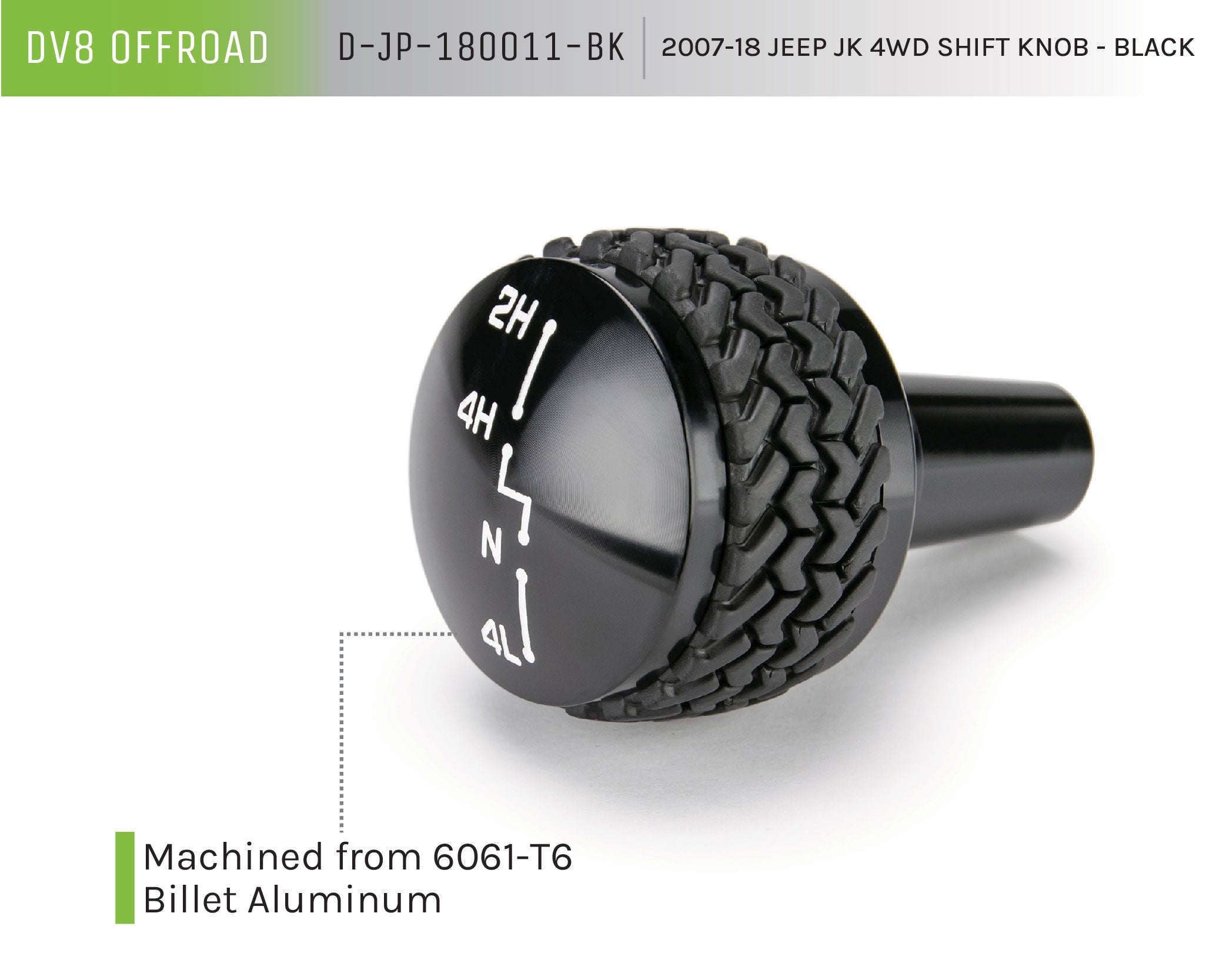07-18 Jeep JK 4WD Shift Knob; Black - Apollo Off-Road