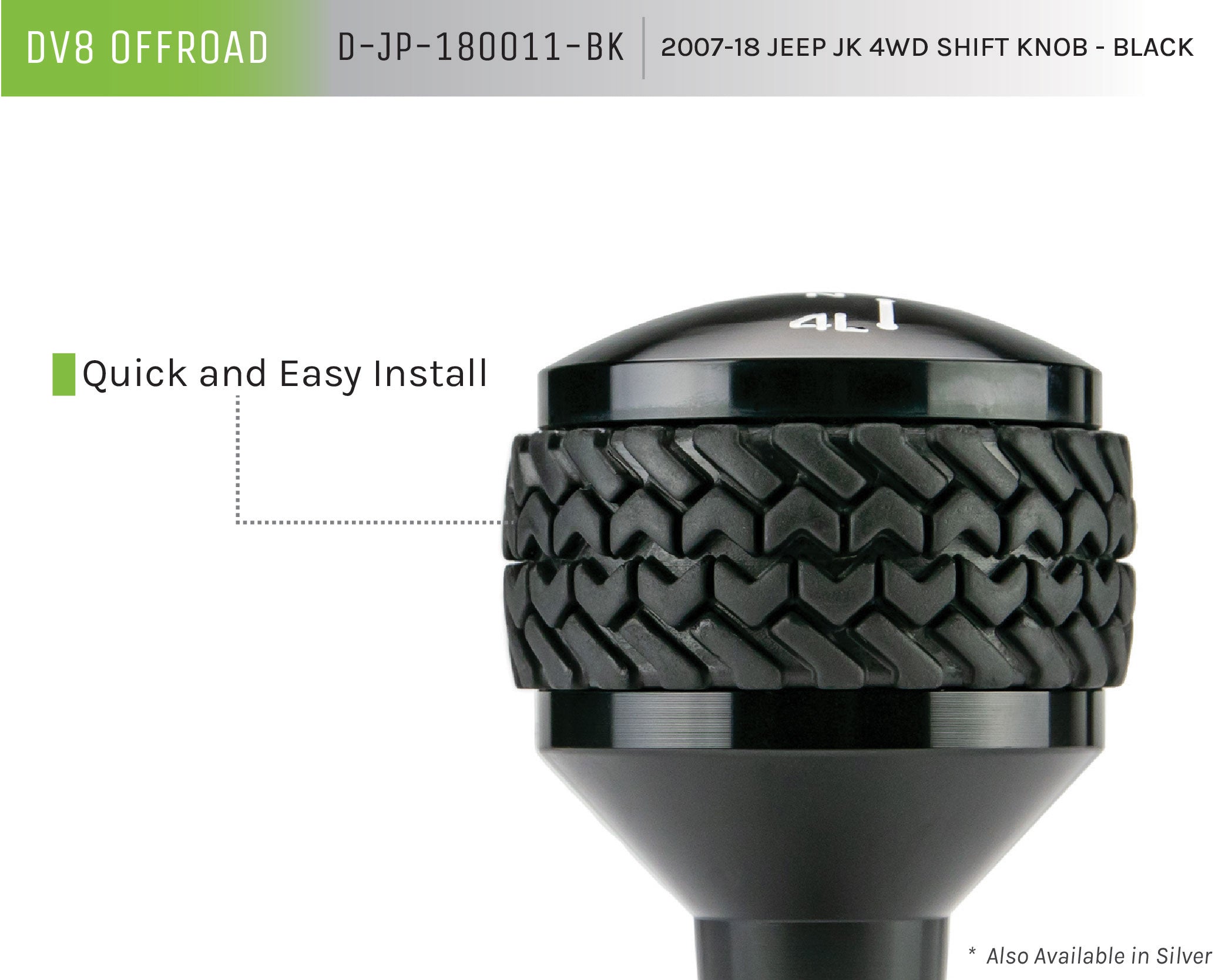 07-18 Jeep JK 4WD Shift Knob; Black - Apollo Off-Road