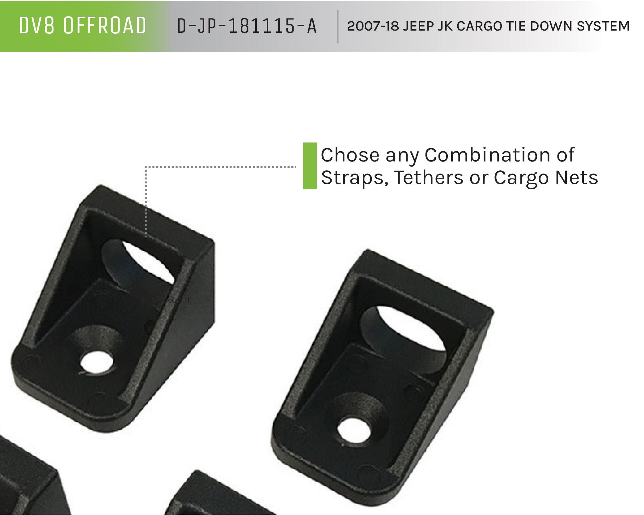 07-18 Jeep JK Cargo Tie Down System; 4-Pieces - Apollo Off-Road
