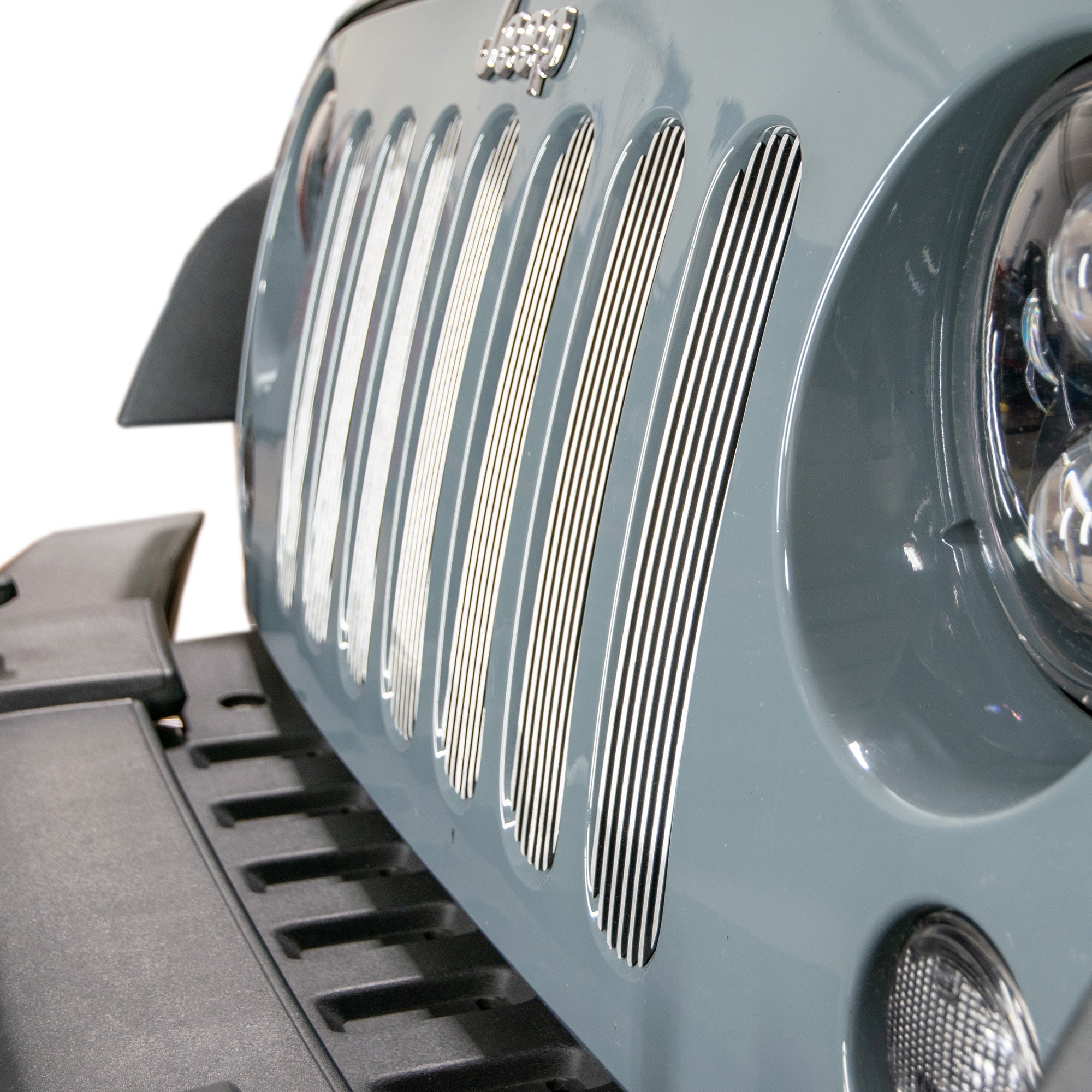 07-18 Jeep JK Grille Inserts; 7-Pieces; Brushed - Apollo Off-Road