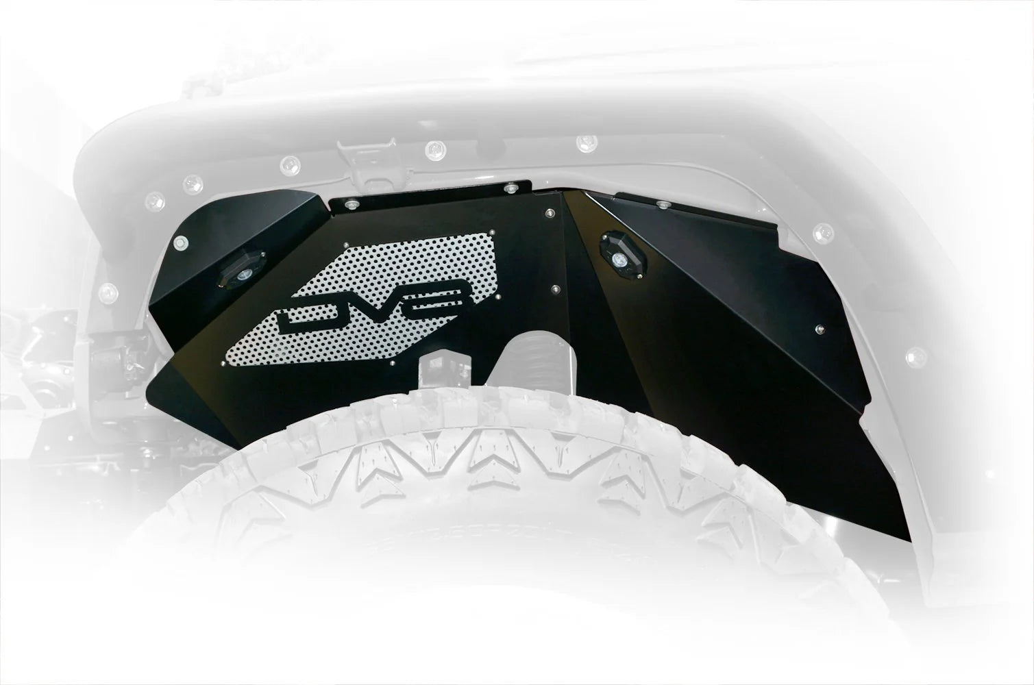 07-18 Jeep JK Inner Fender and Rock Light; Front; Black Finish - Apollo Off-Road