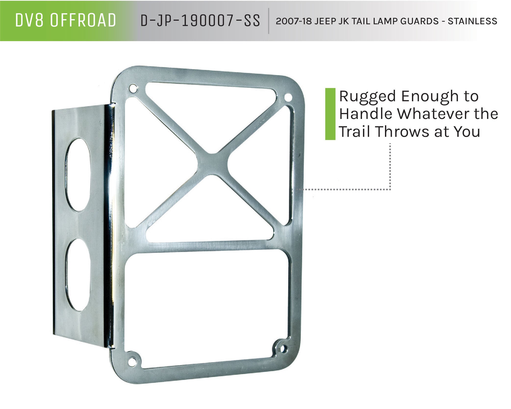 07-18 Jeep JK Tail Lamp Guard; Stainless - Apollo Off-Road