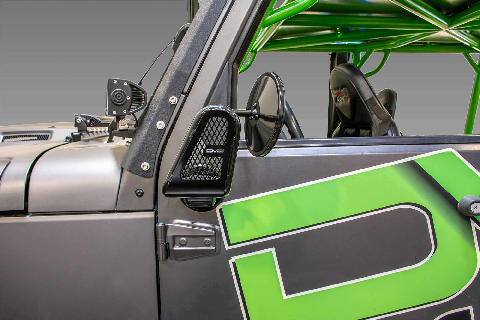 07-18 Jeep JK Tubular Mirrors; Black - Apollo Off-Road