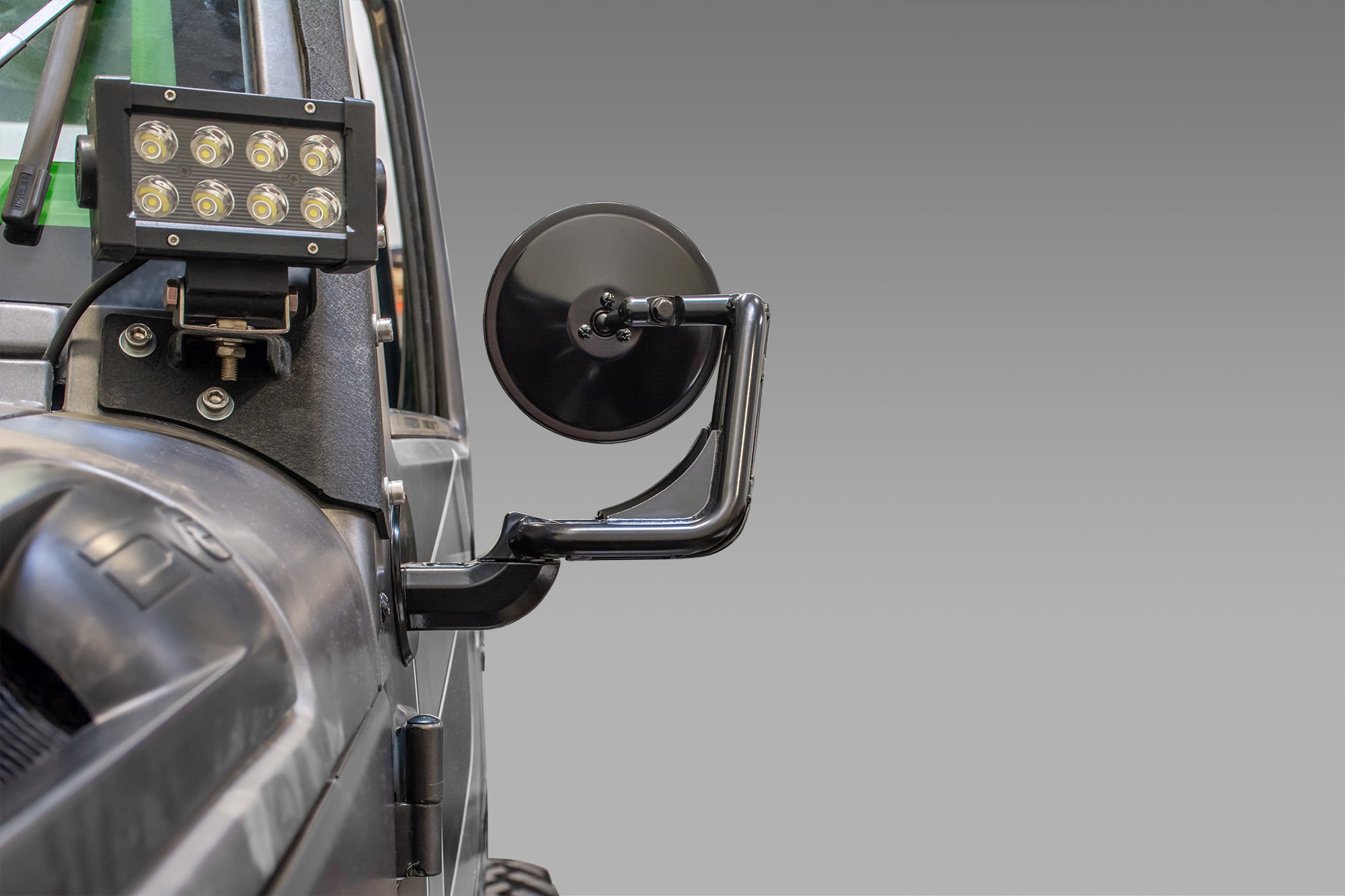 07-18 Jeep JK Tubular Mirrors; Black - Apollo Off-Road