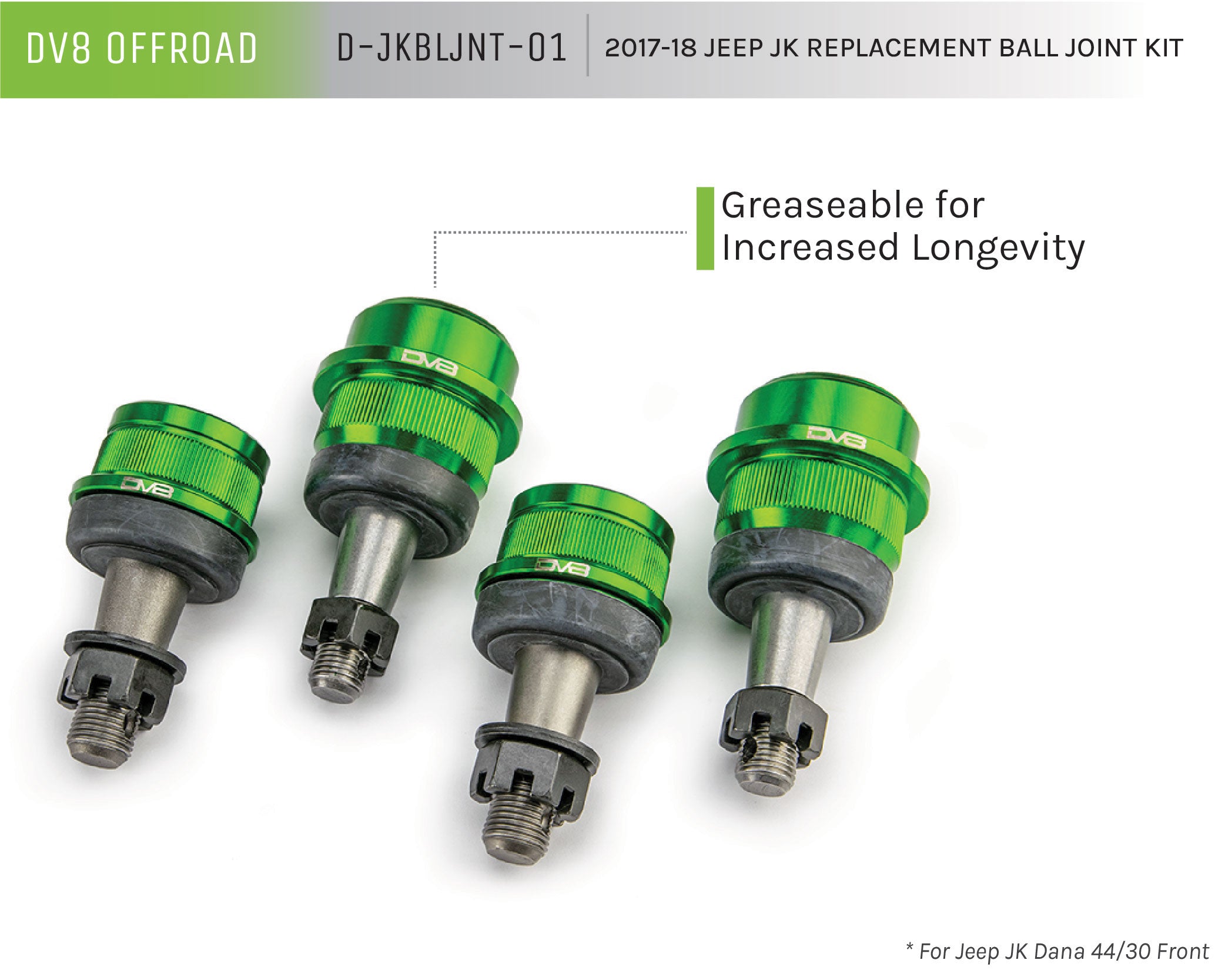 07-18 Jeep JK W/ D30 Or D44 Replacement Ball Joint Kit - Apollo Off-Road