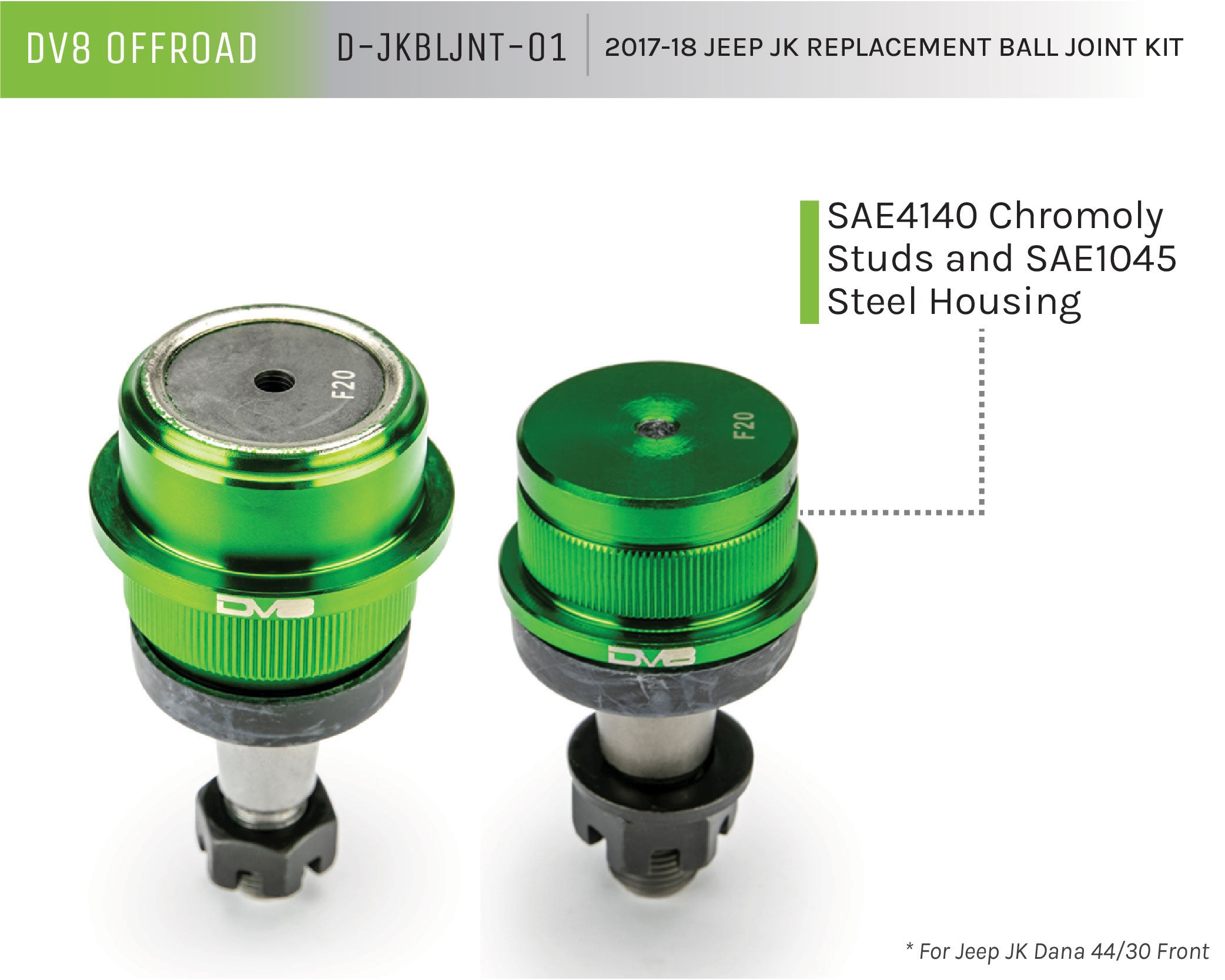 07-18 Jeep JK W/ D30 Or D44 Replacement Ball Joint Kit - Apollo Off-Road