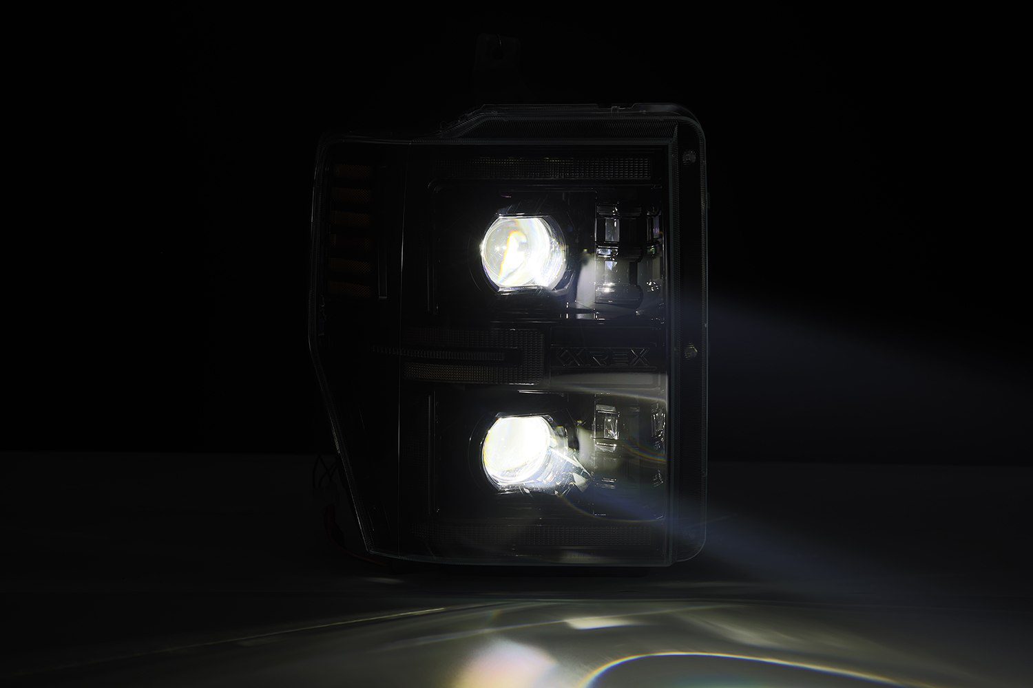 08-10 Ford Super Duty LUXX-Series LED Projector Headlights in Alpha-Black - Apollo Off-Road