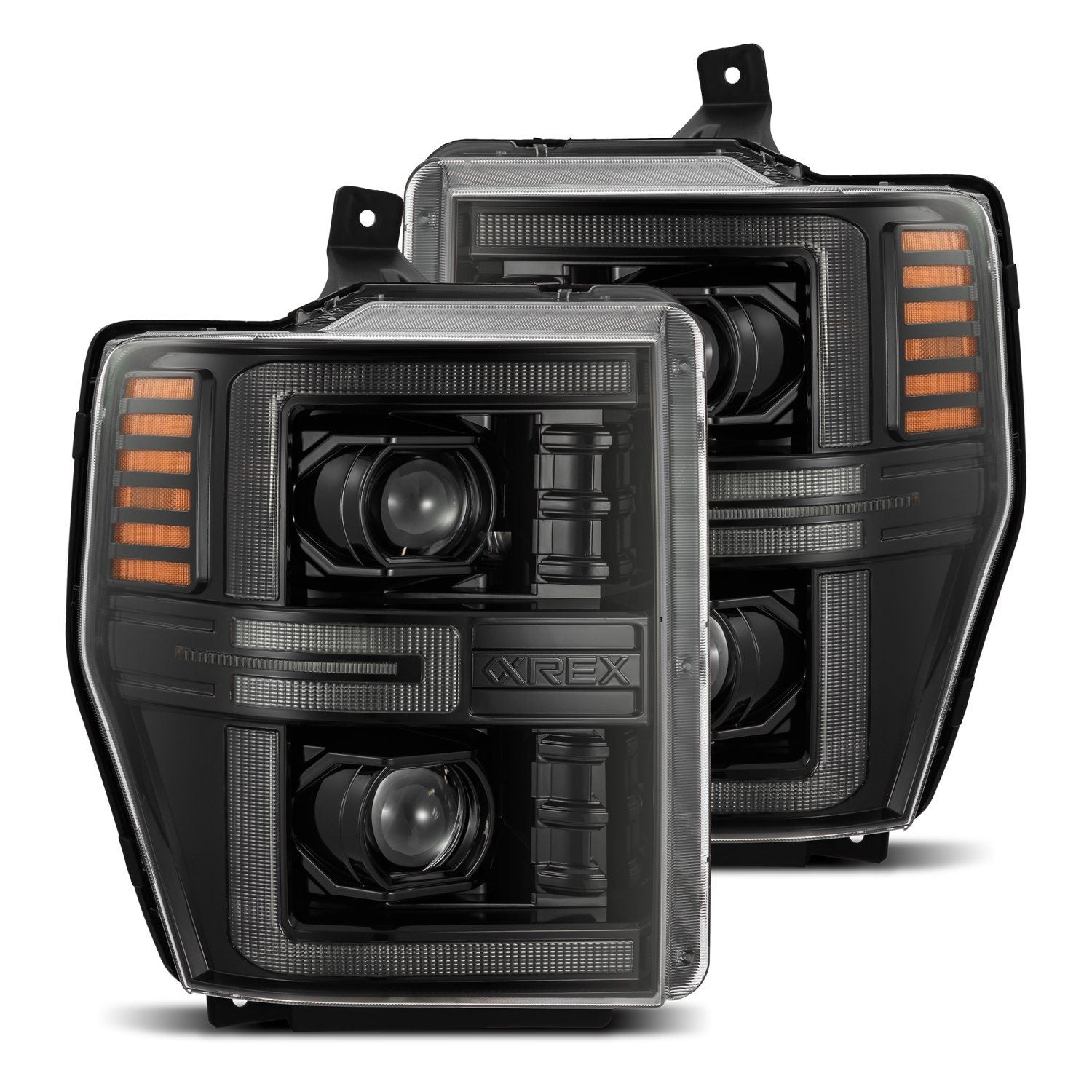 08-10 Ford Super Duty LUXX-Series LED Projector Headlights in Alpha-Black - Apollo Off-Road