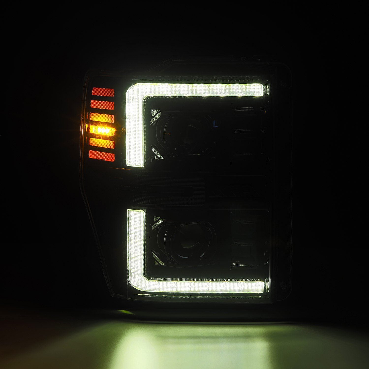 08-10 Ford Super Duty LUXX-Series LED Projector Headlights in Alpha-Black - Apollo Off-Road