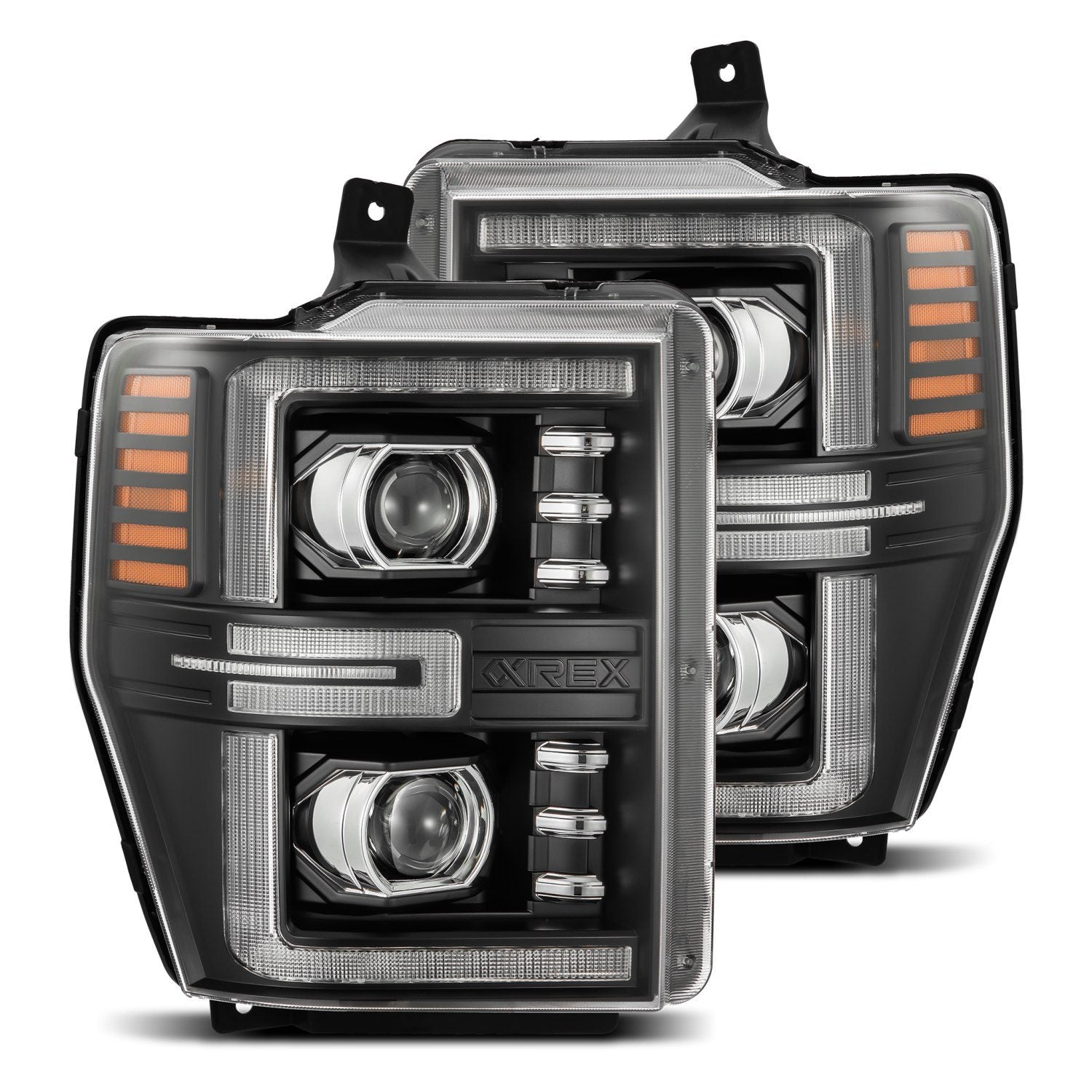 08-10 Ford Super Duty LUXX-Series LED Projector Headlights in Black - Apollo Off-Road