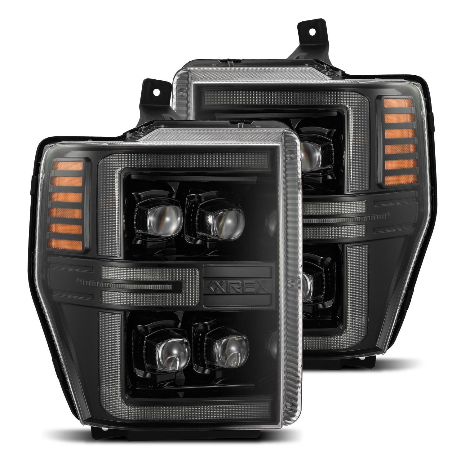 08-10 Ford Super Duty NOVA-Series LED Projector Headlights in Alpha-Black - Apollo Off-Road