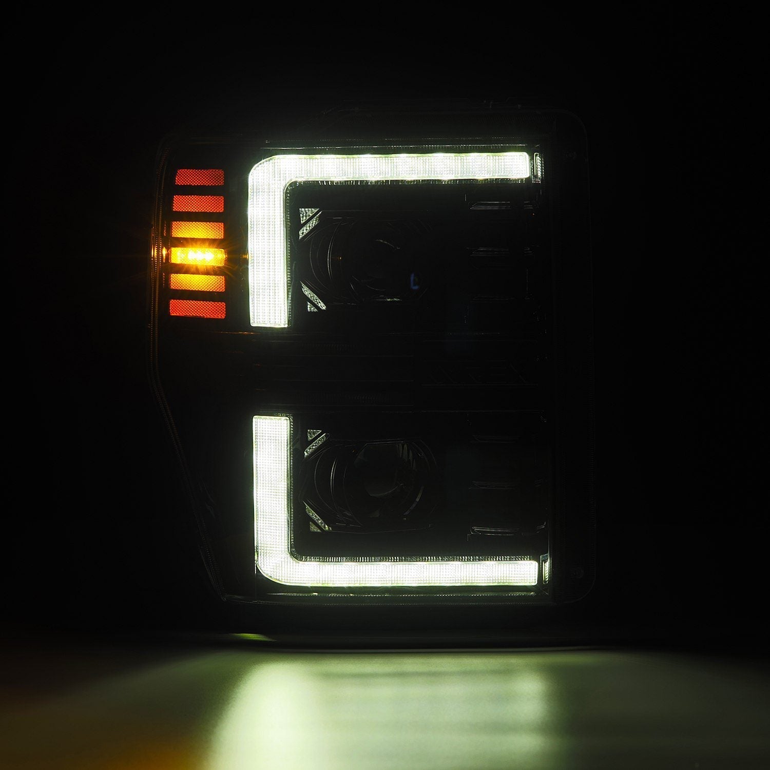 08-10 Ford F-250/350/450/550 Super Duty PRO-Series Halogen Projector Headlights Alpha-Black - Apollo Off-Road