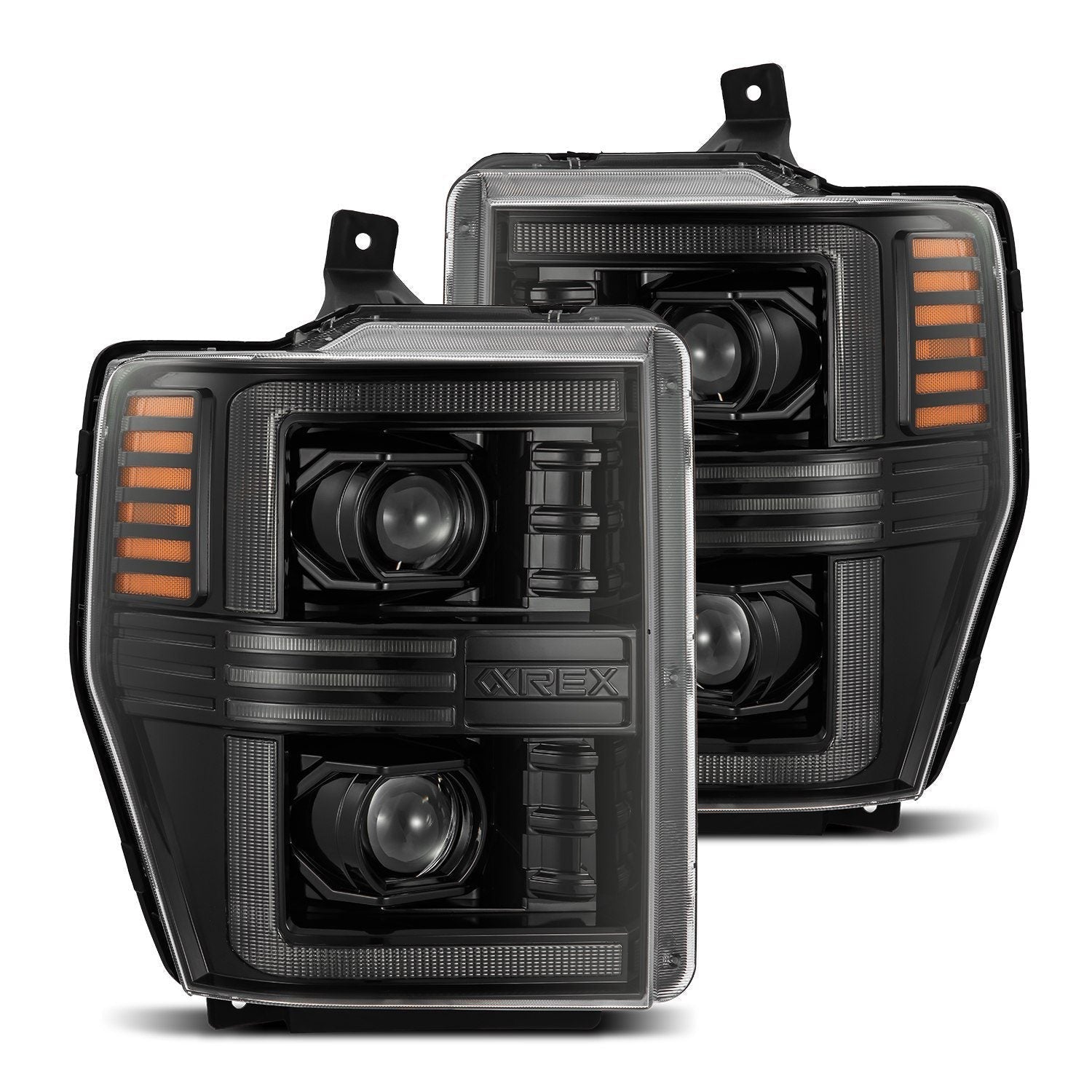 08-10 Ford F-250/350/450/550 Super Duty PRO-Series Halogen Projector Headlights Alpha-Black - Apollo Off-Road