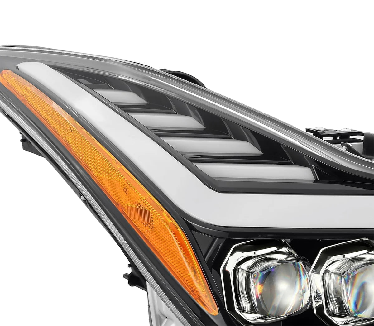 08-13 Infiniti G37/14-15 Q60 NOVA-Series LED Projector Headlights Plank Style Design Gloss Black - Apollo Off-Road