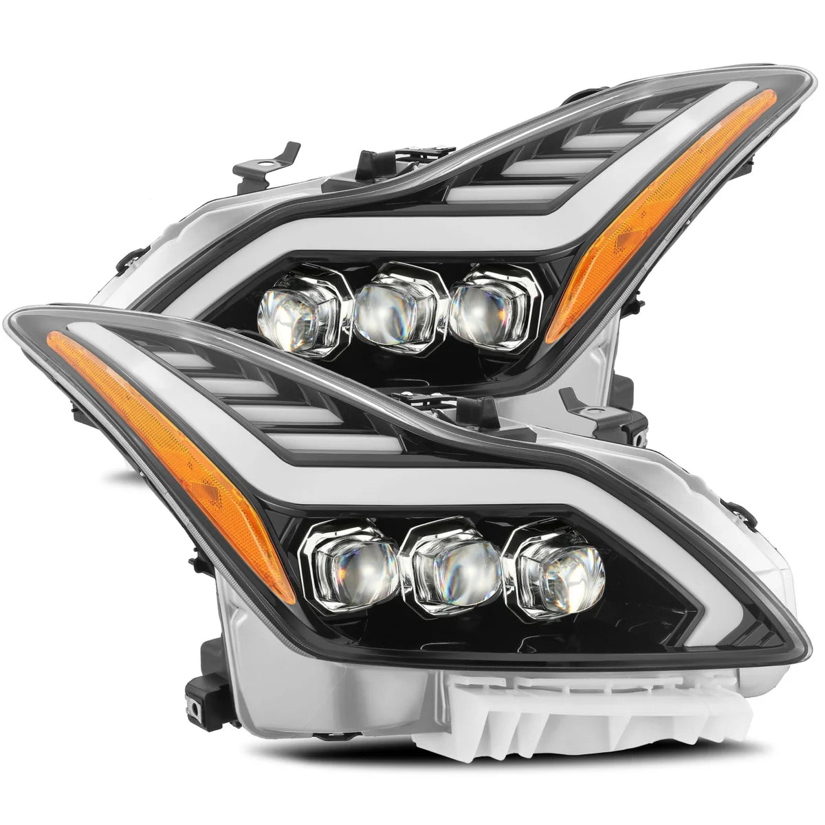 08-13 Infiniti G37/14-15 Q60 NOVA-Series LED Projector Headlights Plank Style Design Gloss Black - Apollo Off-Road