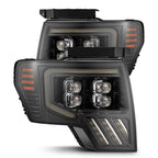 09-14 Ford F-150 NOVA-Series LED Projector Headlights Alpha-Black - Apollo Off-Road