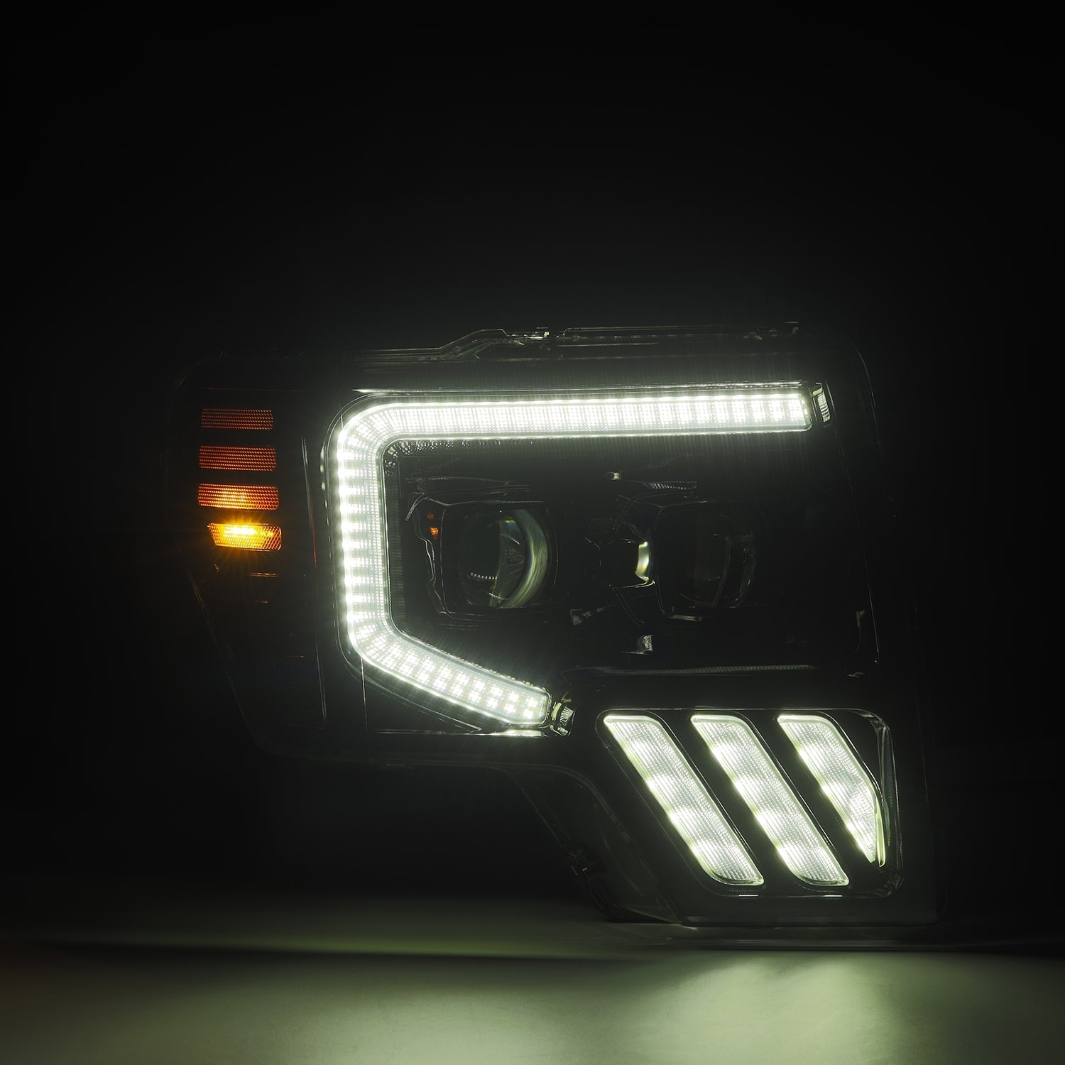 09-14 Ford F-150 PRO-Series Halogen Projector Headlights Alpha-Black - Apollo Off-Road