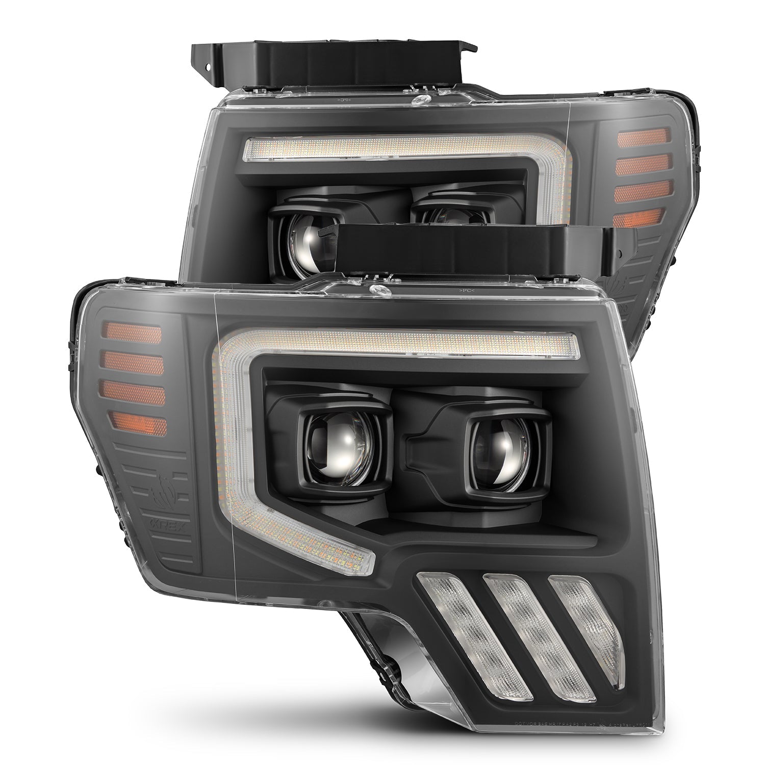 09-14 Ford F-150 PRO-Series Halogen Projector Headlights Black - Apollo Off-Road